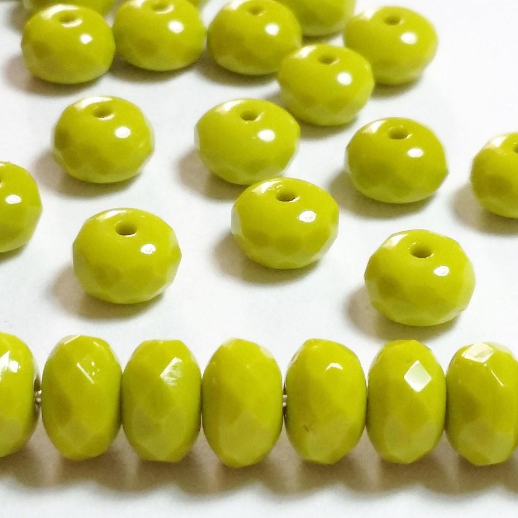Bright Green Czech Glass Rondelle 7x4mm - 20pcs