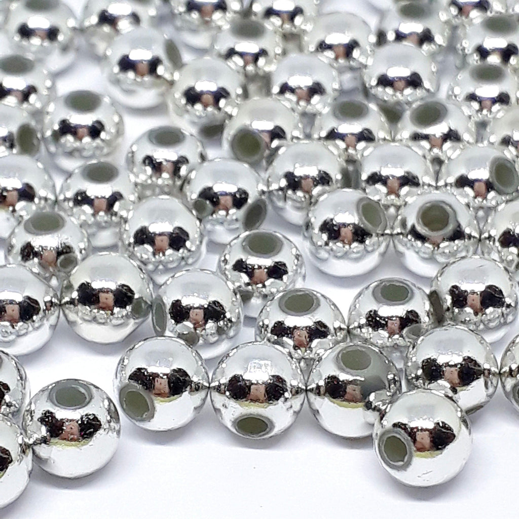 Silver Tone Acrylic Round 5mm - 11g