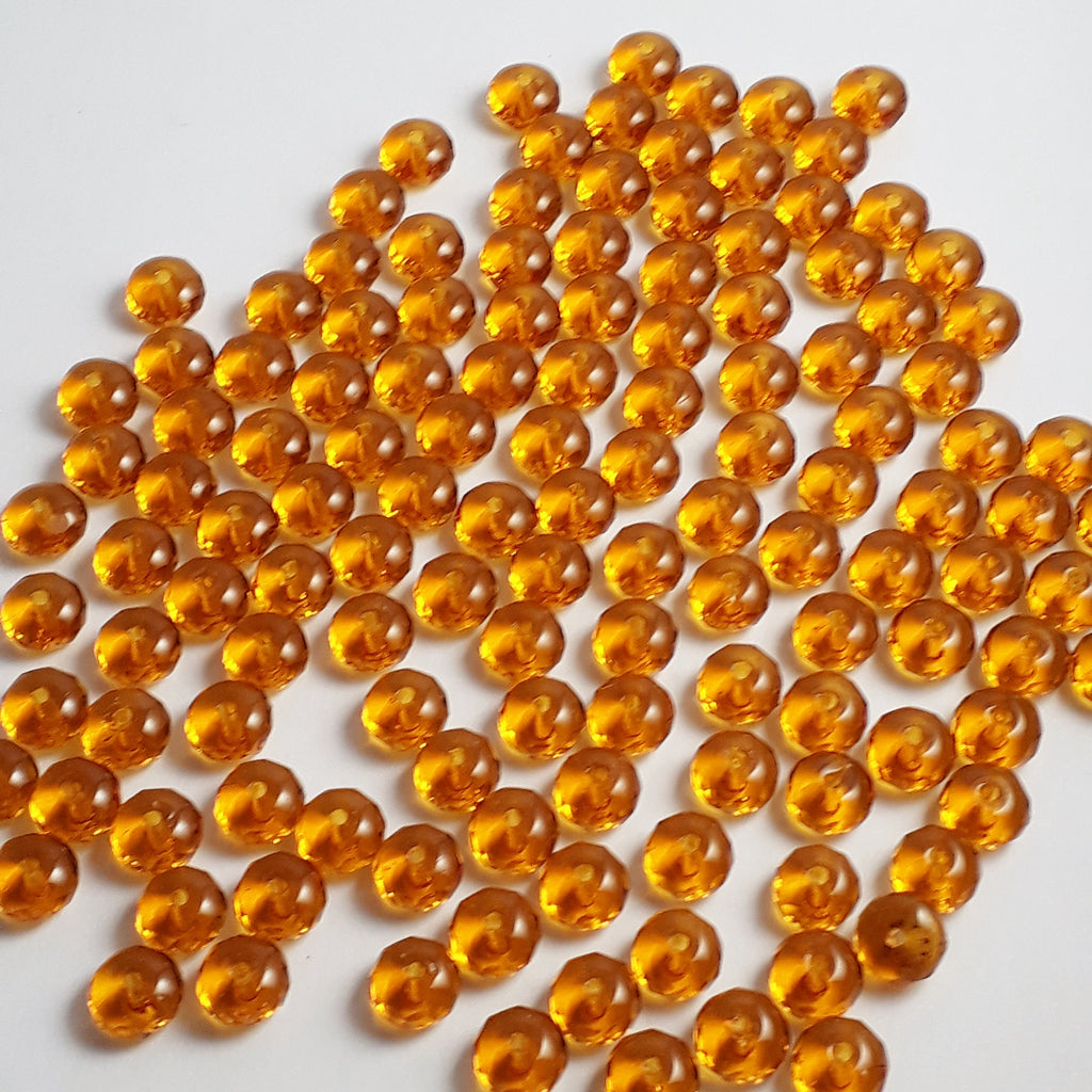 Orange Rondelle Faceted Czech Glass 7x4mm - 20pcs