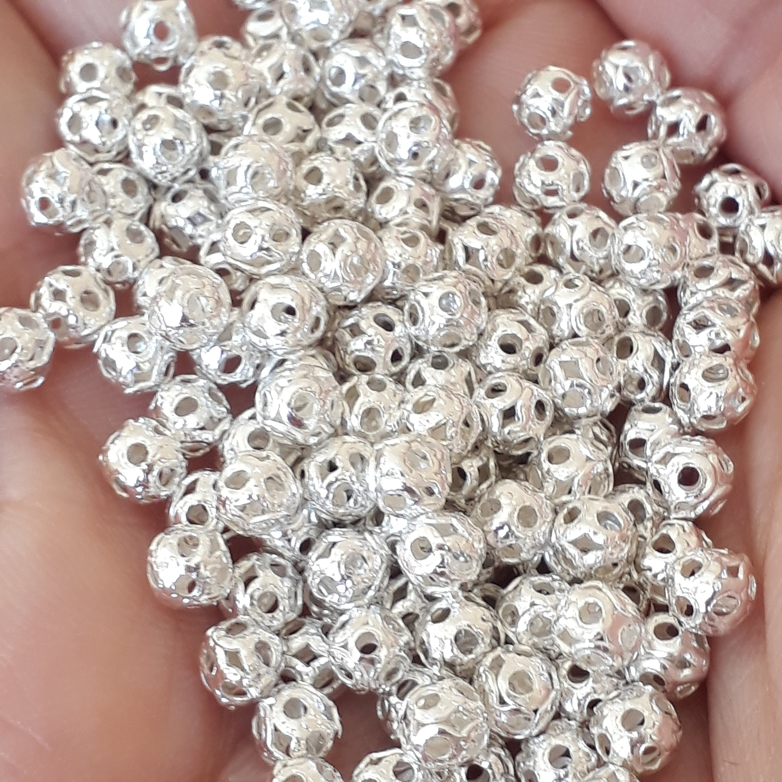 Filigree Round Hollow Silver Plated 4mm - 50pcs
