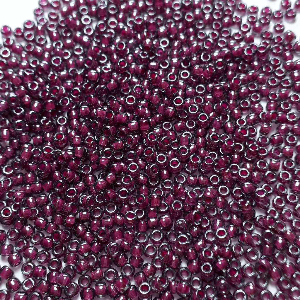 Grey & Magenta-Lined TOHO Seed Glass 11/0 - 10g
