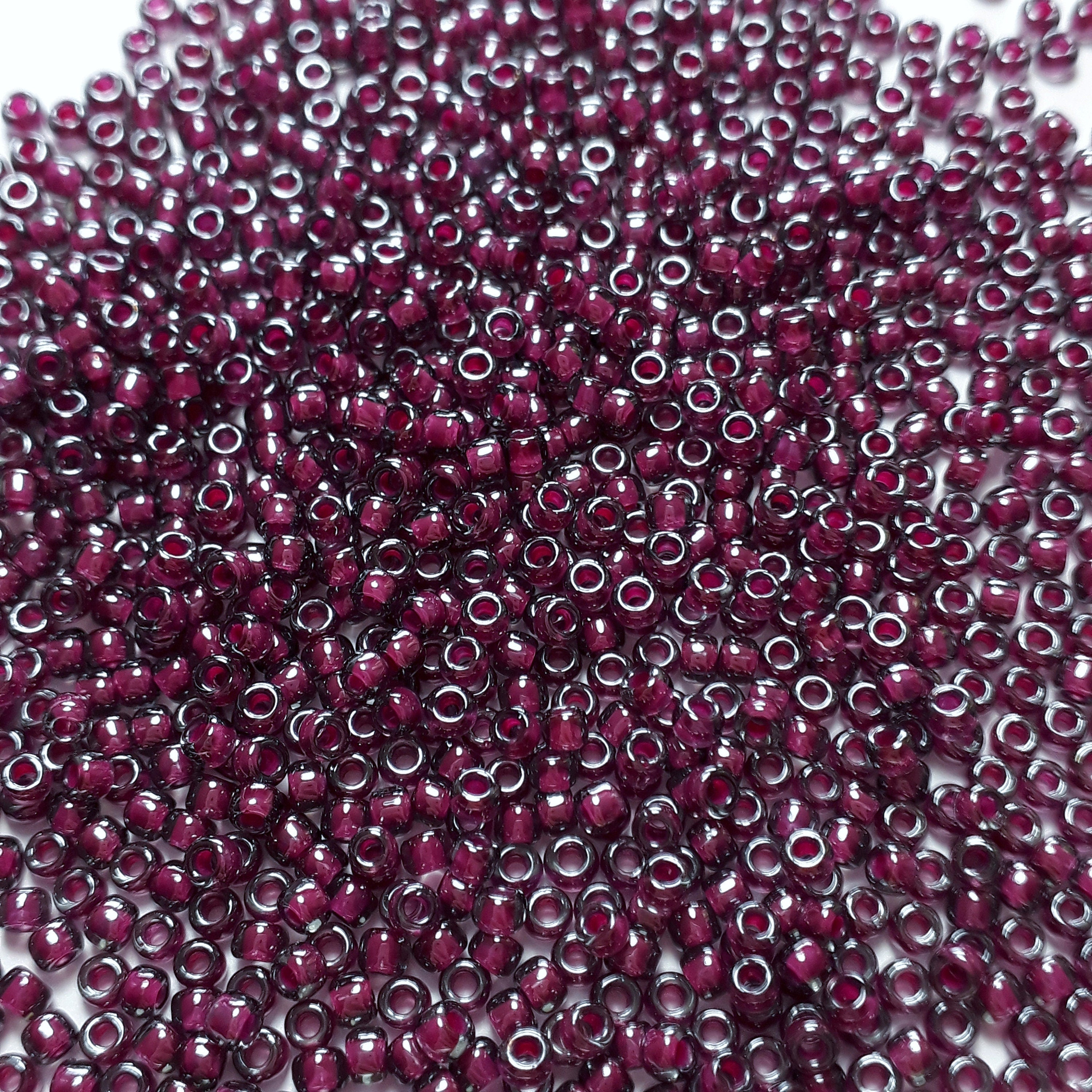 Grey & Magenta-Lined TOHO Seed Glass 11/0 - 10g