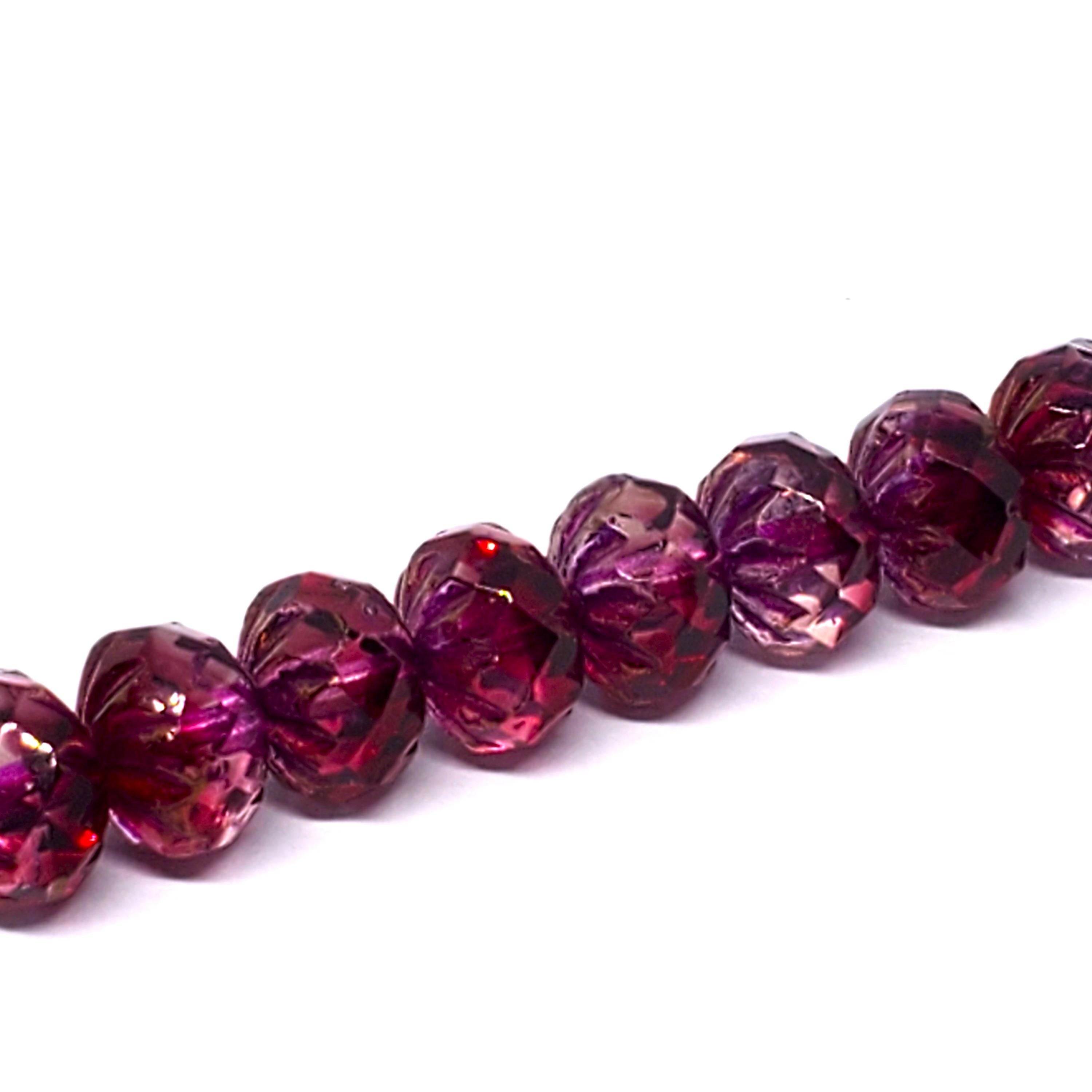 Two Tone Purple Czech Glass Rondelle Cathedral 10x7mm - 6pcs