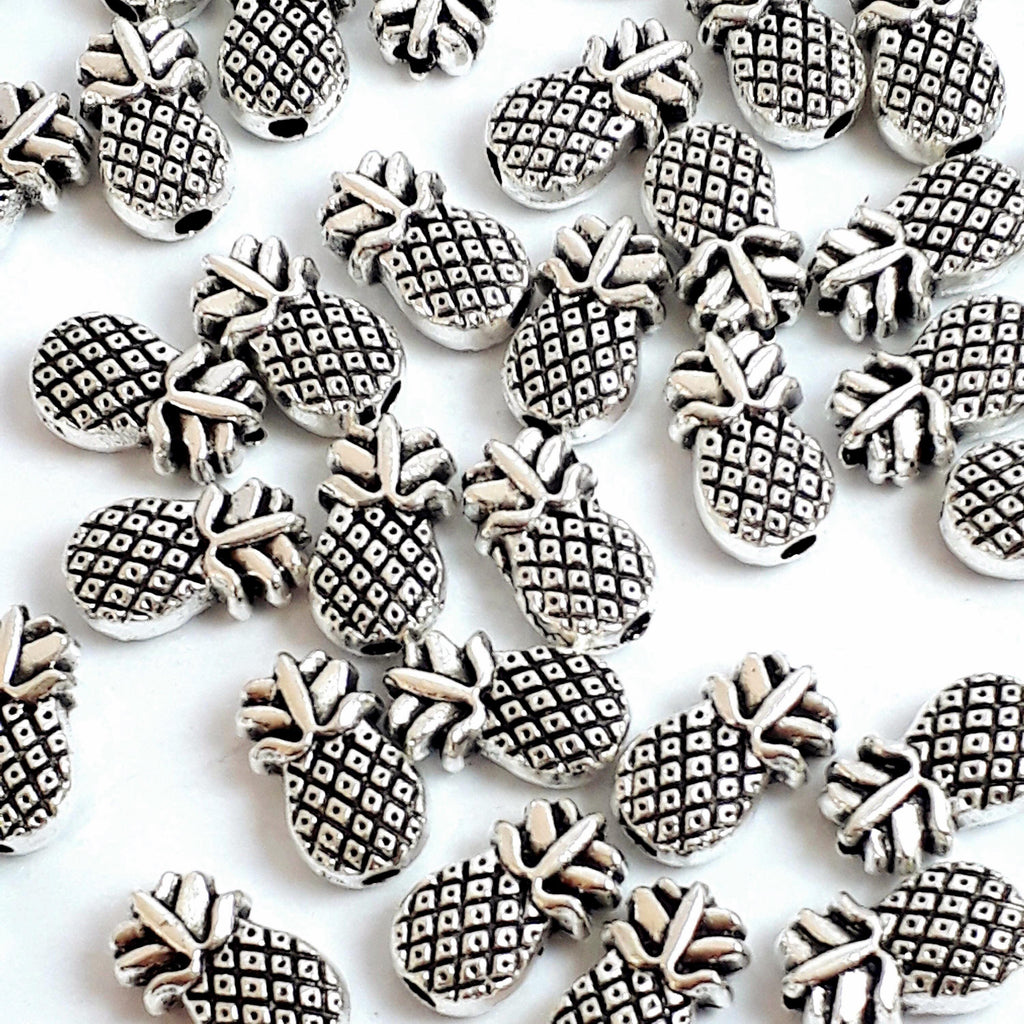 Pineapple Fruit Antique Silver 10x6mm - 10pcs