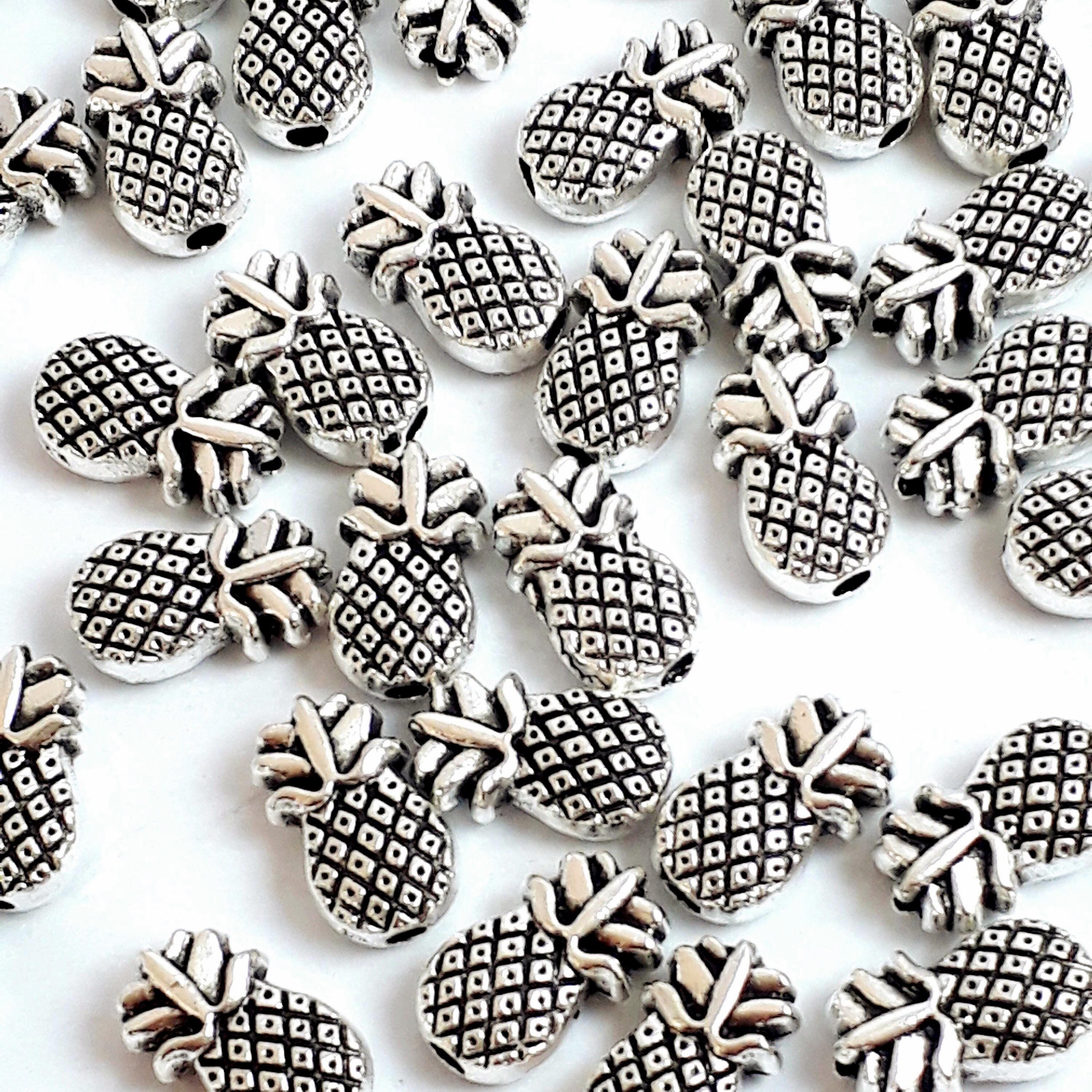 Pineapple Fruit Antique Silver 10x6mm - 10pcs