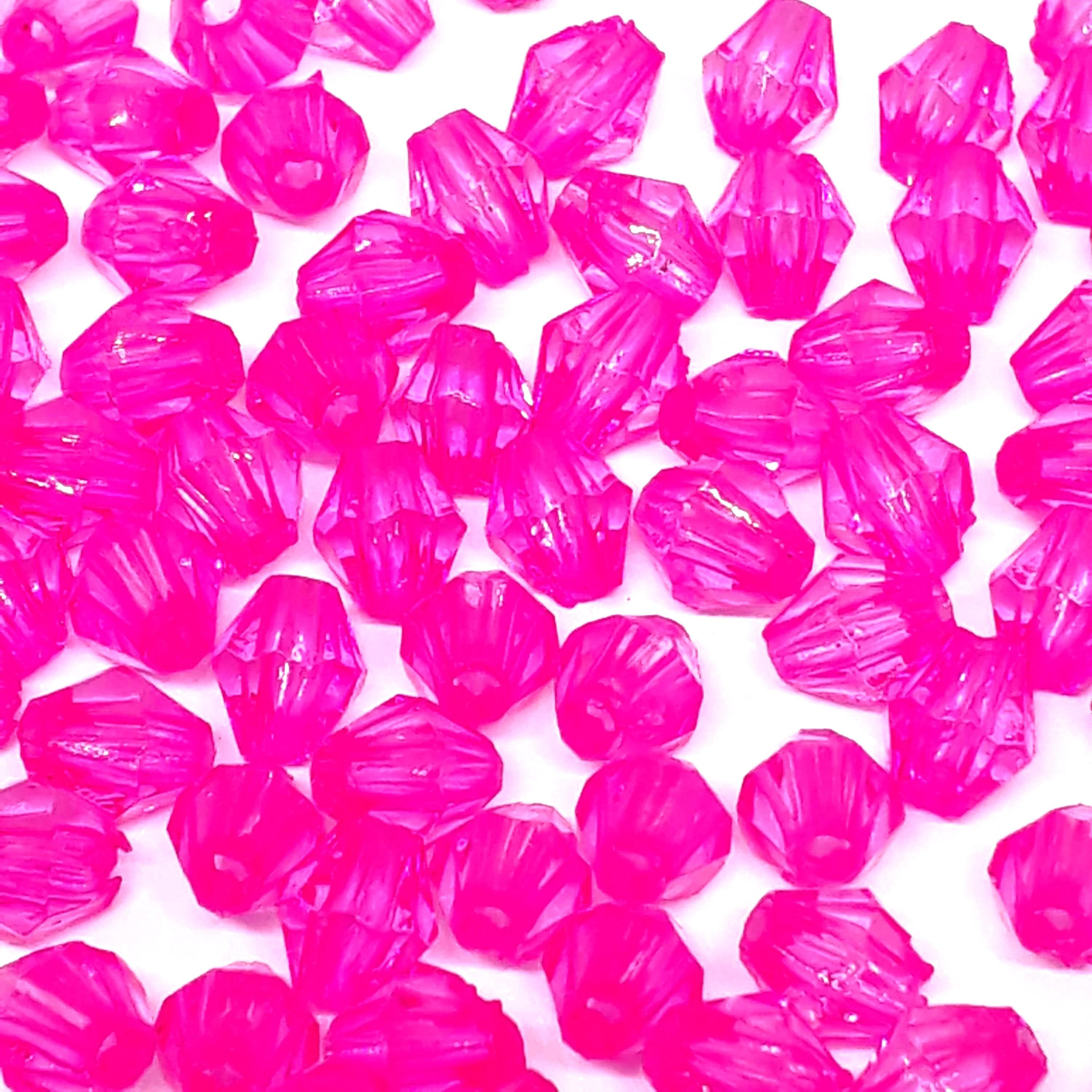Hot Pink Acrylic Faceted Bicone 6x5mm 30g