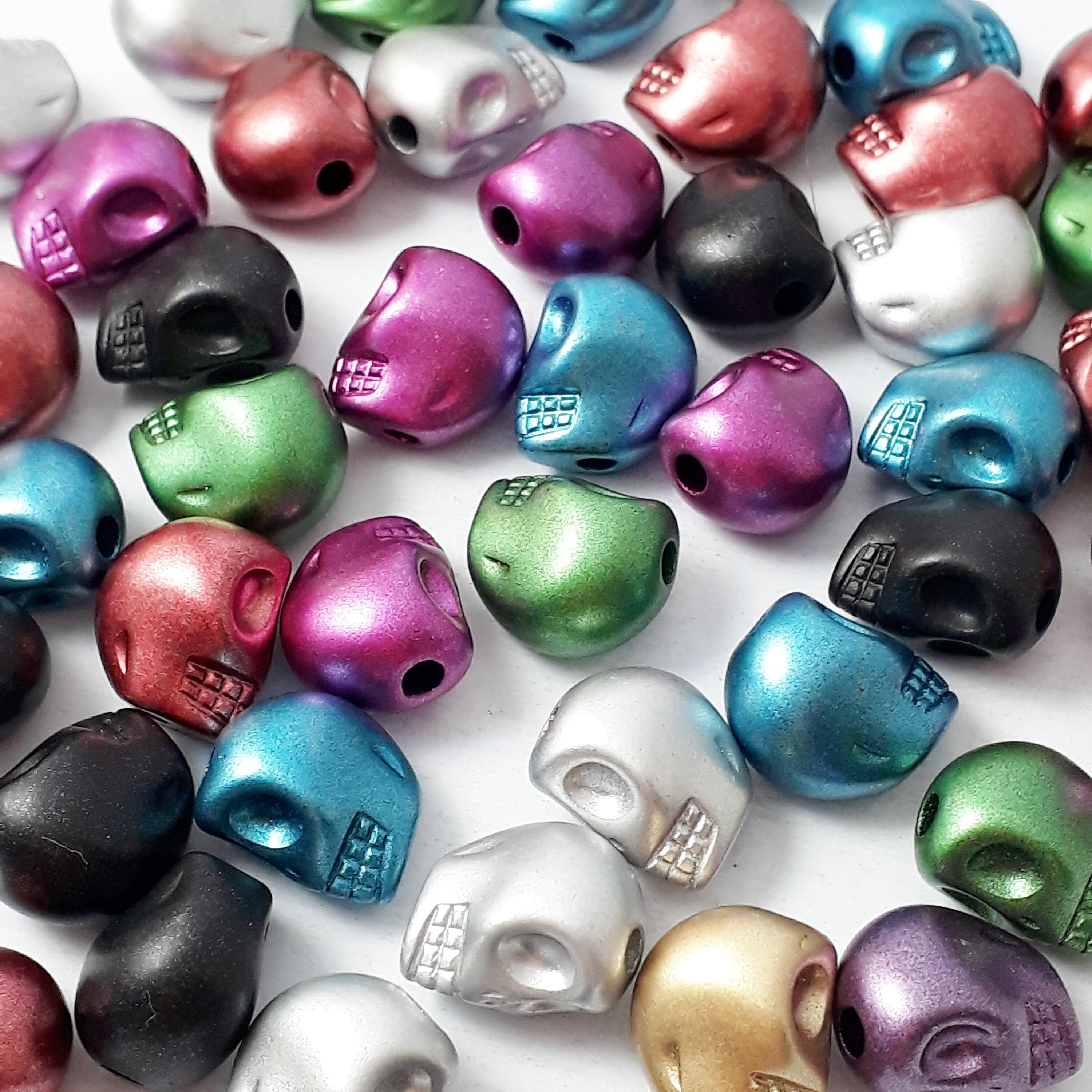 Metallic Acrylic Skull 13x11mm - 20pcs