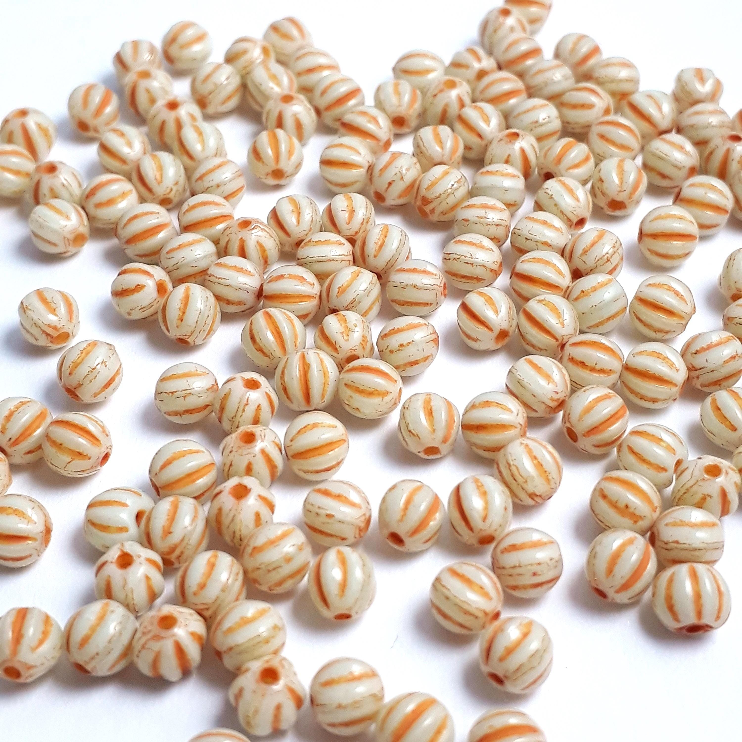 Mint Green & Orange Round Czech Glass 4mm - 40pcs