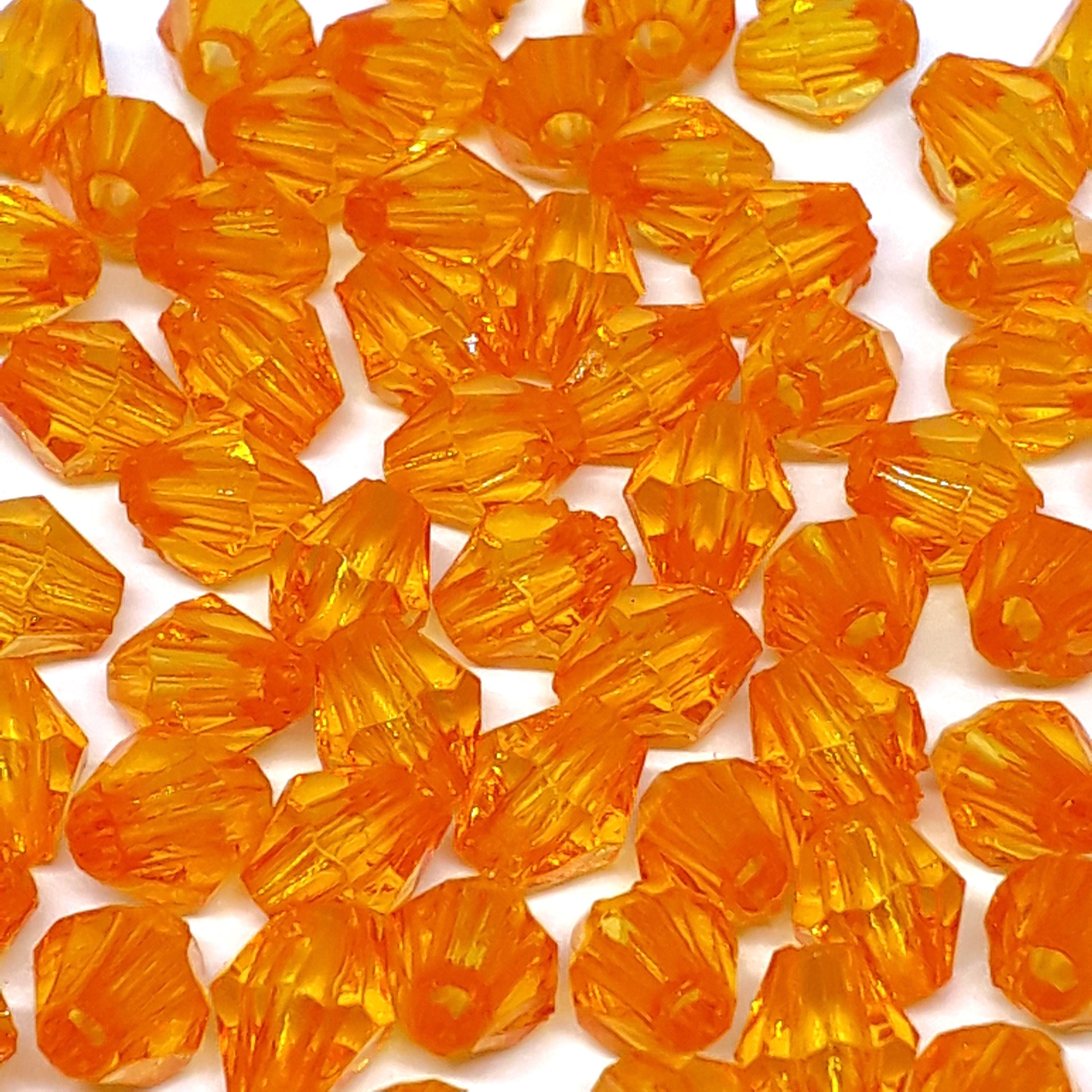 Dark Orange Acrylic Faceted Bicone 6x5mm 30g