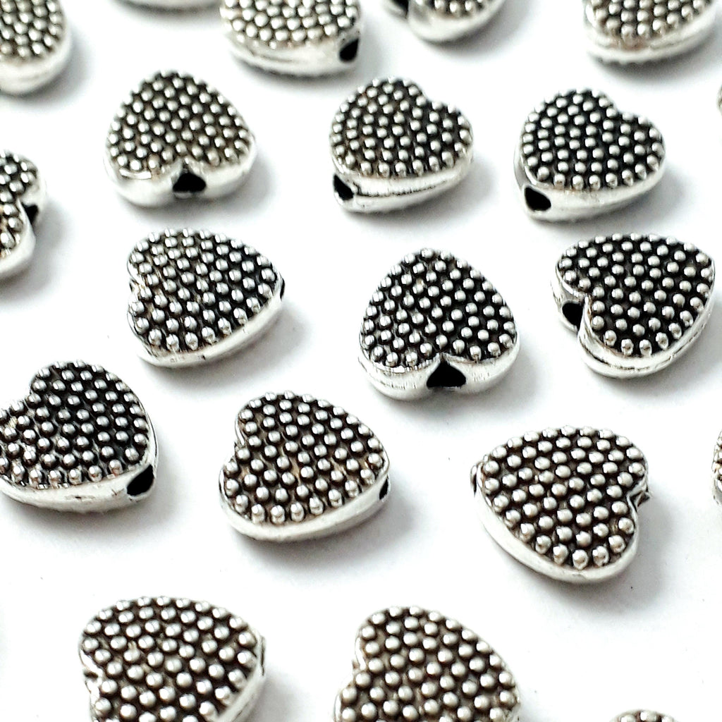 Dotted Heart Antique Silver 7mm - 20pcs