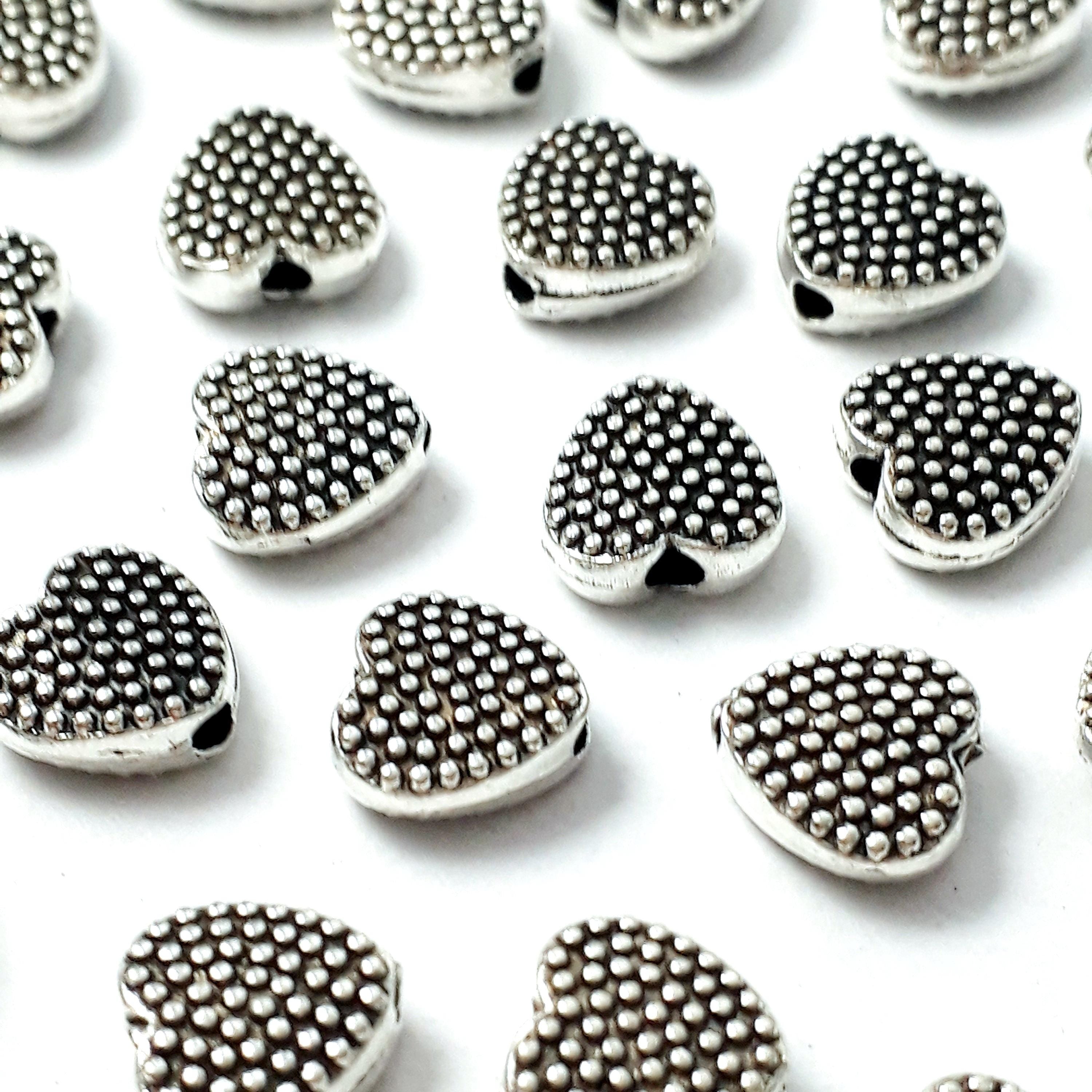Dotted Heart Antique Silver 7mm - 20pcs