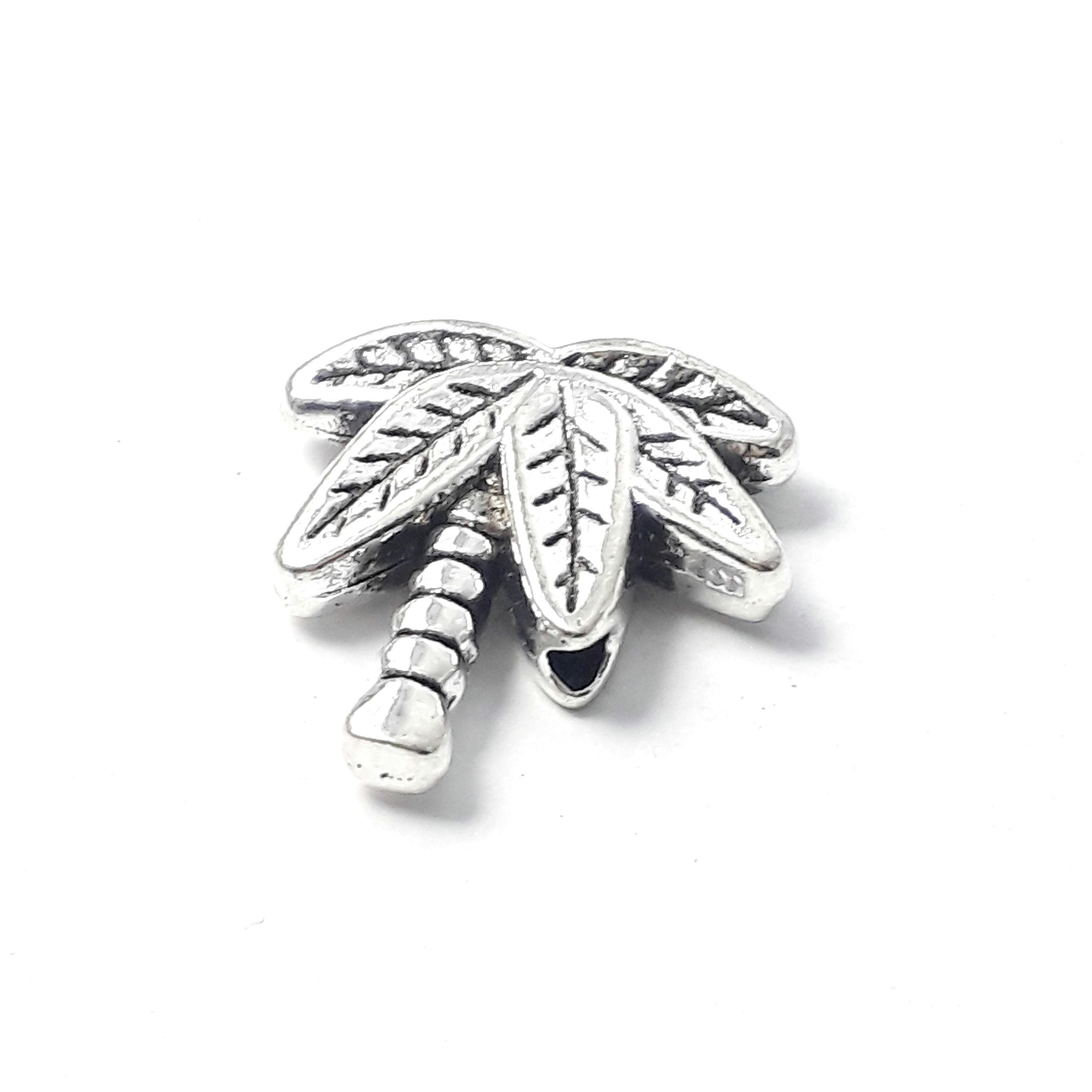 Palm Tree Antique Silver 14x14mm - 10pcs