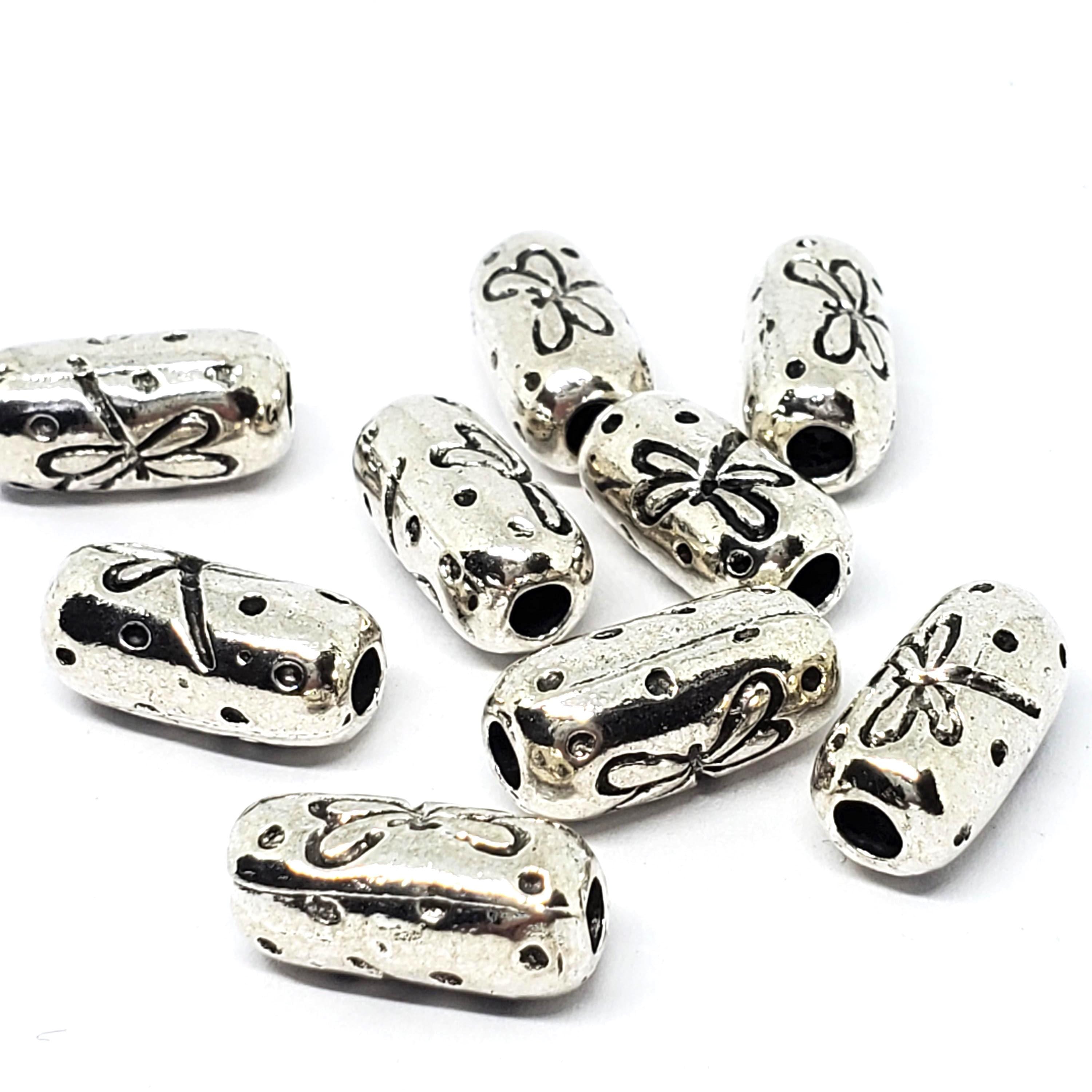 Dragonfly Antique Silver Chunky Tube 15x7mm - 5pcs
