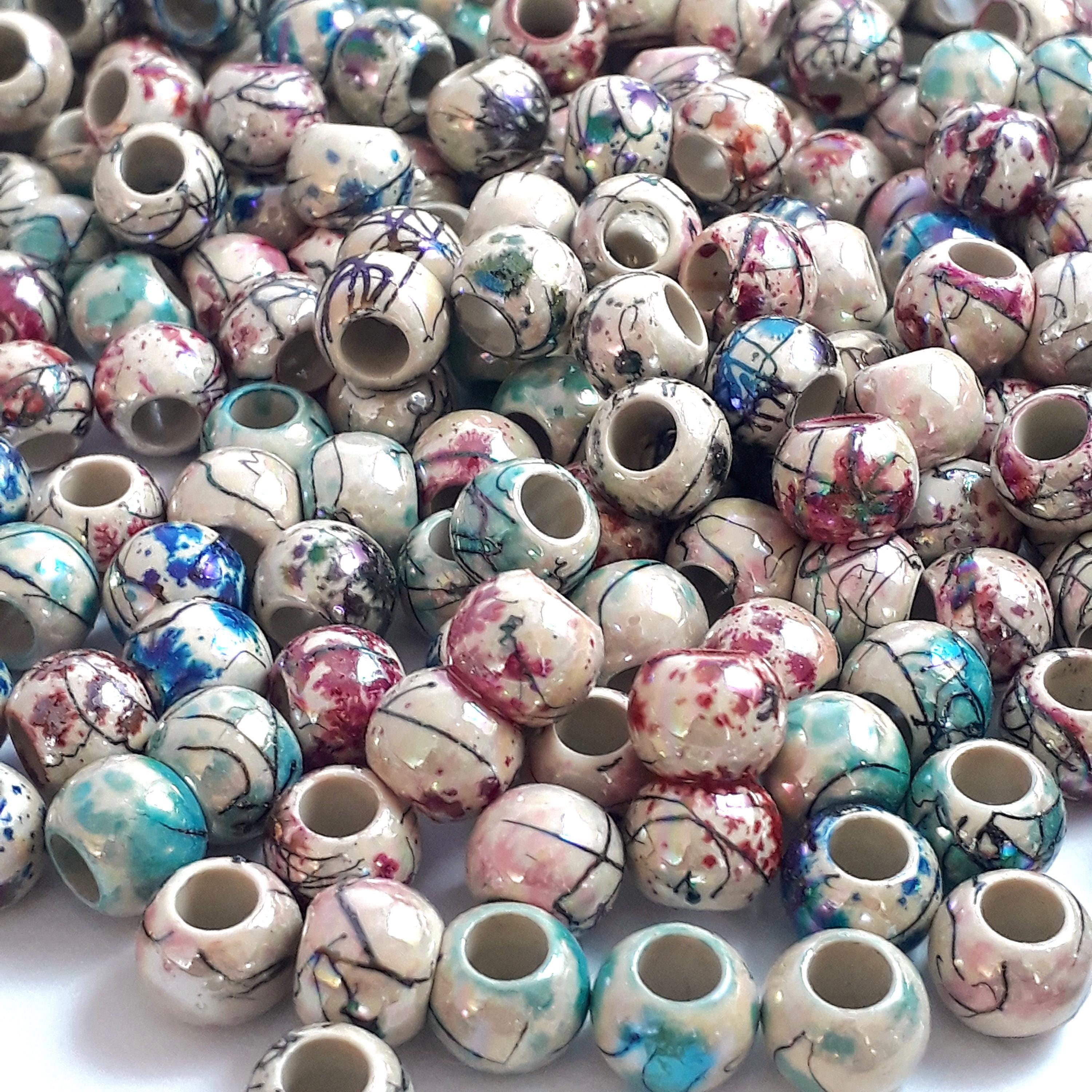 Acrylic AB Drawbench Patterned Pony 8x6mm - 50pcs