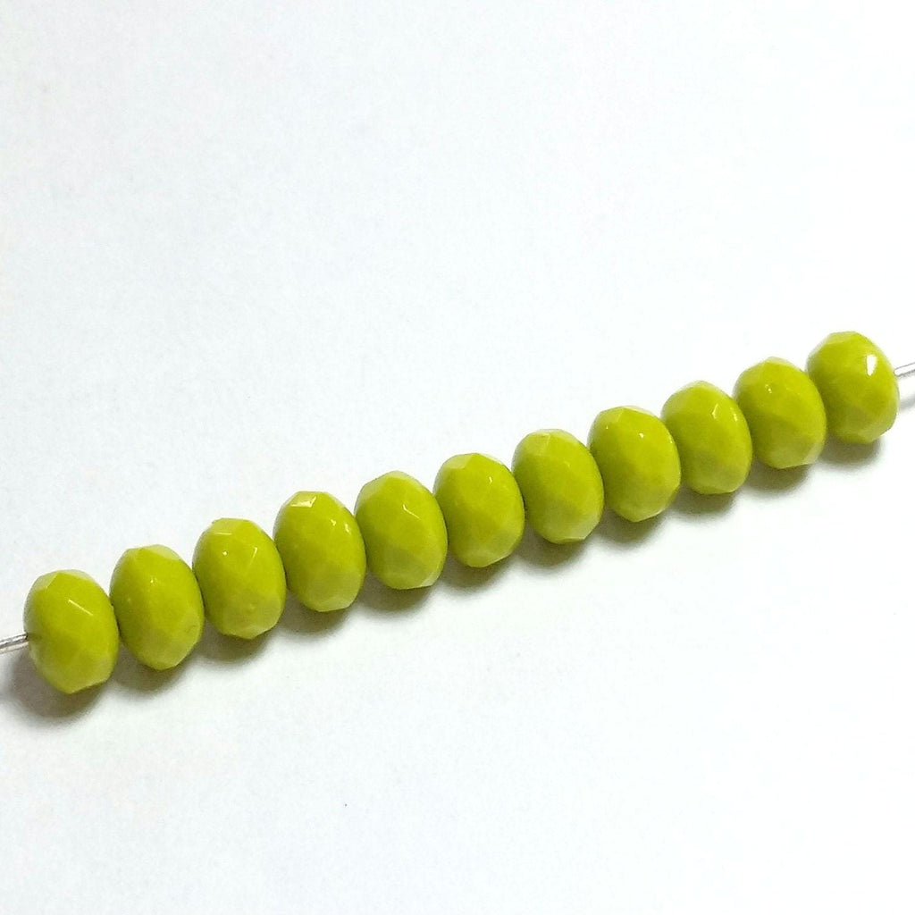 Bright Green Czech Glass Rondelle 5x3mm - 40pcs