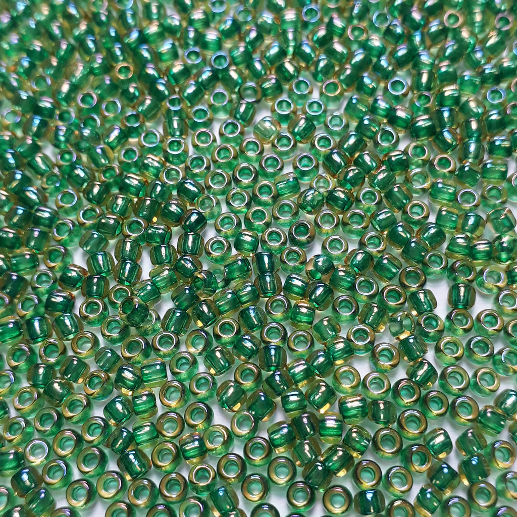 Luster Jonquil / Emerald-Lined TOHO Seed Glass 11/0 - 10g