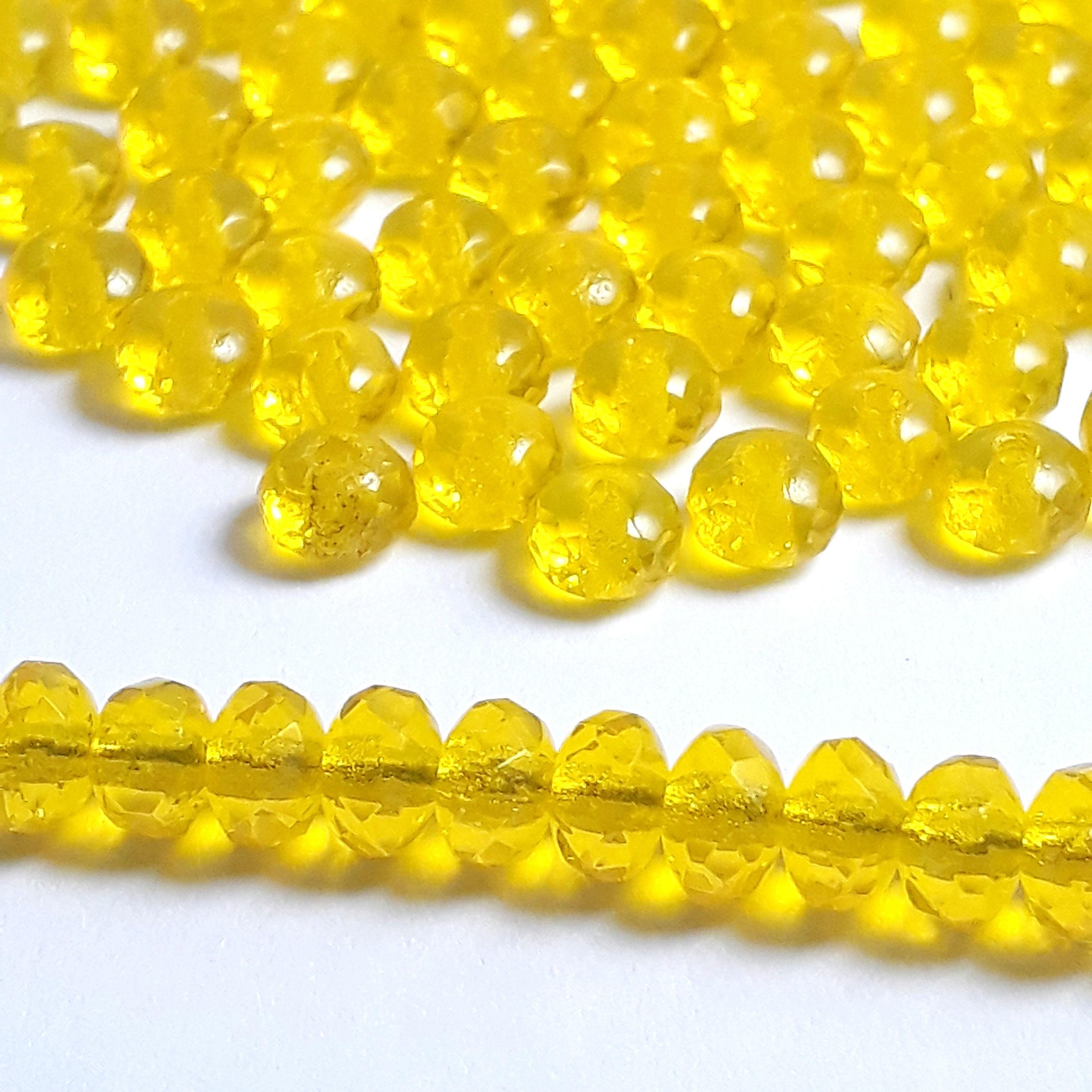 Yellow Czech Glass Faceted Rondelle 5x3mm - 40pcs