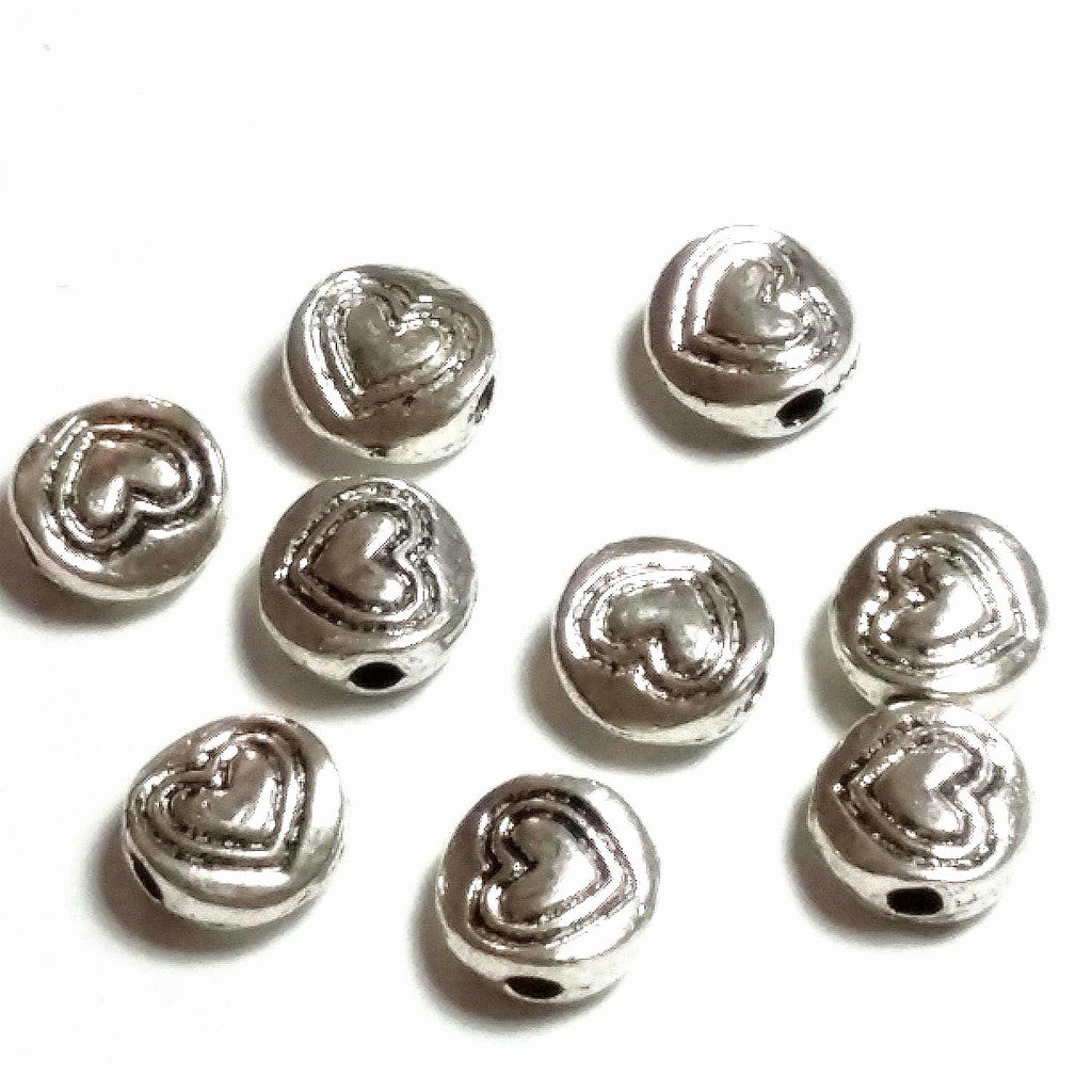 Silver Heart Antique Silver 6mm - 25pcs
