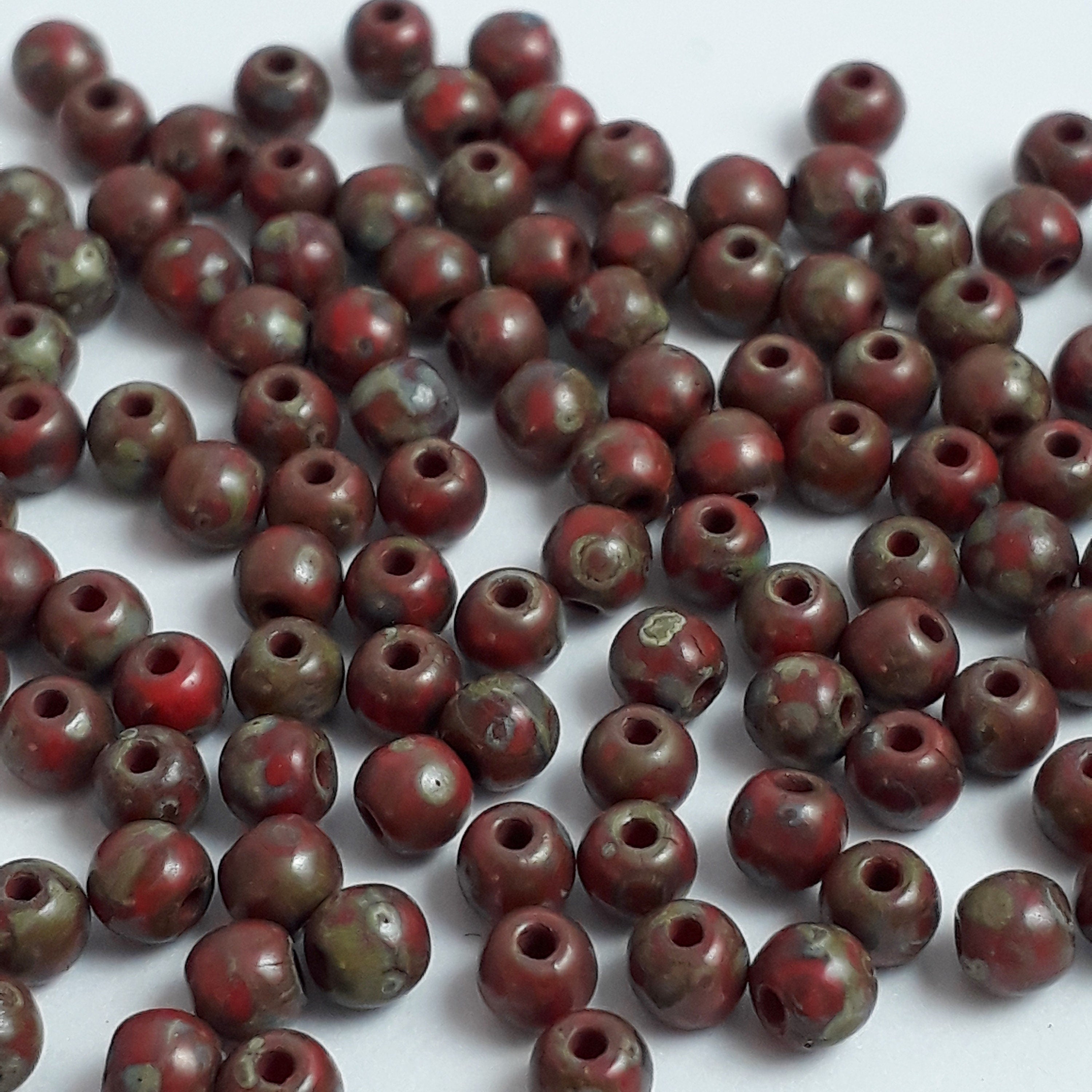 Red Picasso Czech Glass Round 3mm - 120pcs