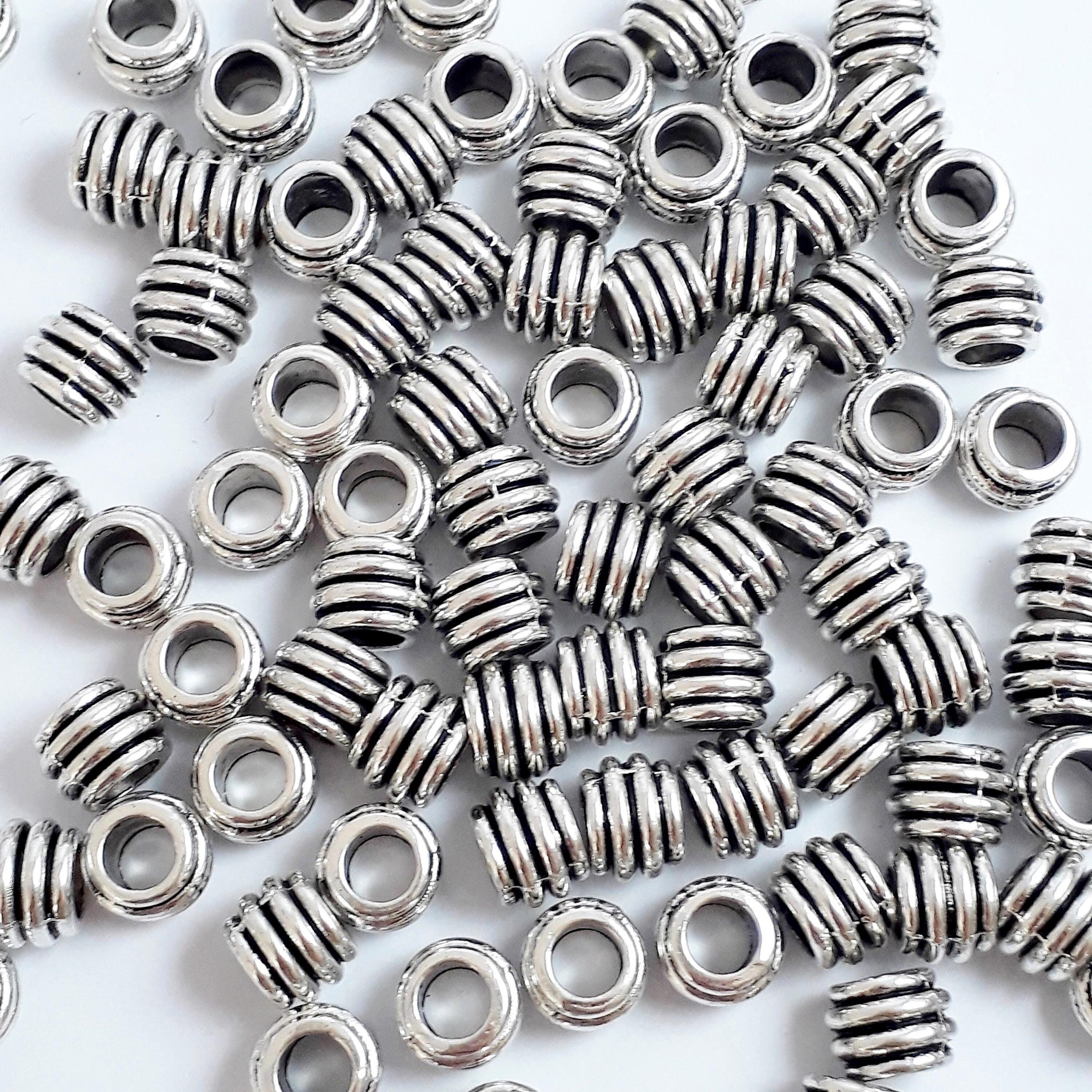 Silver Ringed Barrel 8x6mm - 20pcs