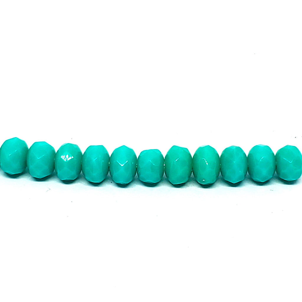 Turquoise Czech Glass Faceted Rondelle 5x3mm - 40pcs