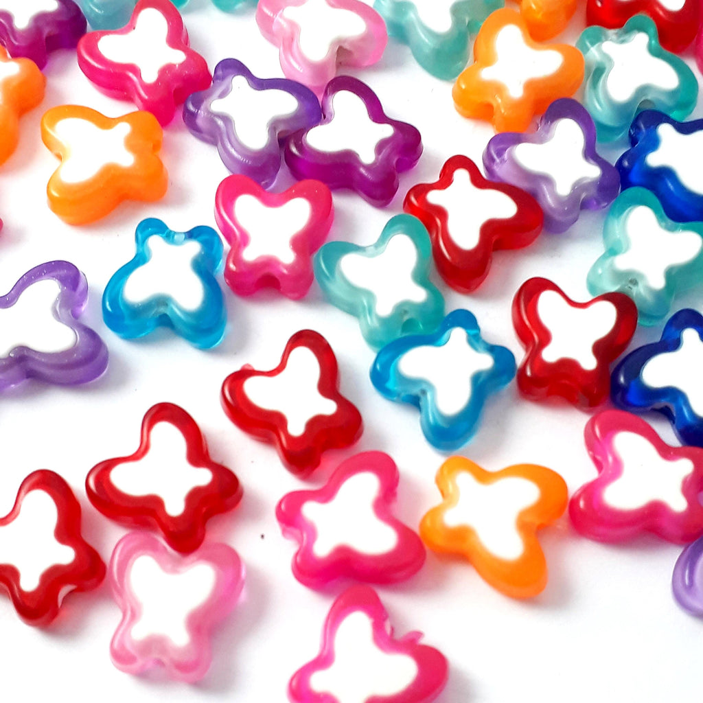 Butterfly Acrylic Mixed Colour 10x10mm - 50pcs