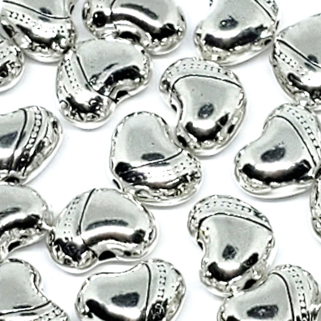 Stripes & Dots Heart Antique Silver 9x7mm - 25pcs