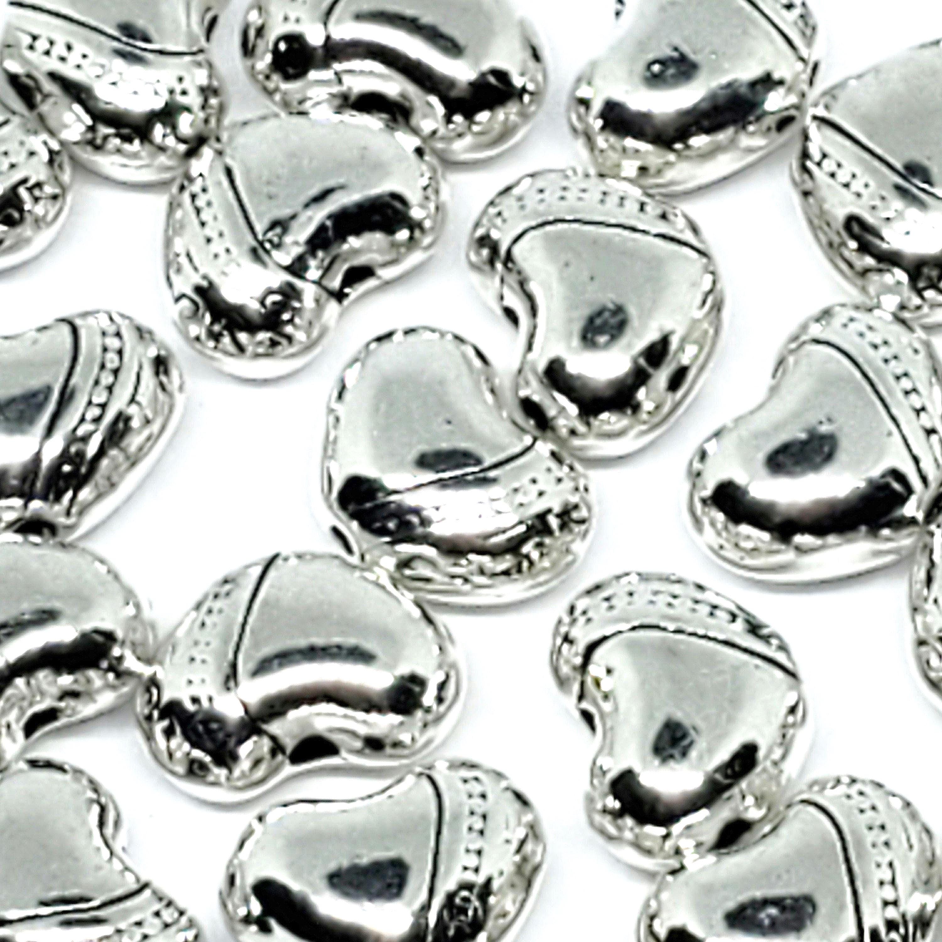 Stripes & Dots Heart Antique Silver 9x7mm - 25pcs