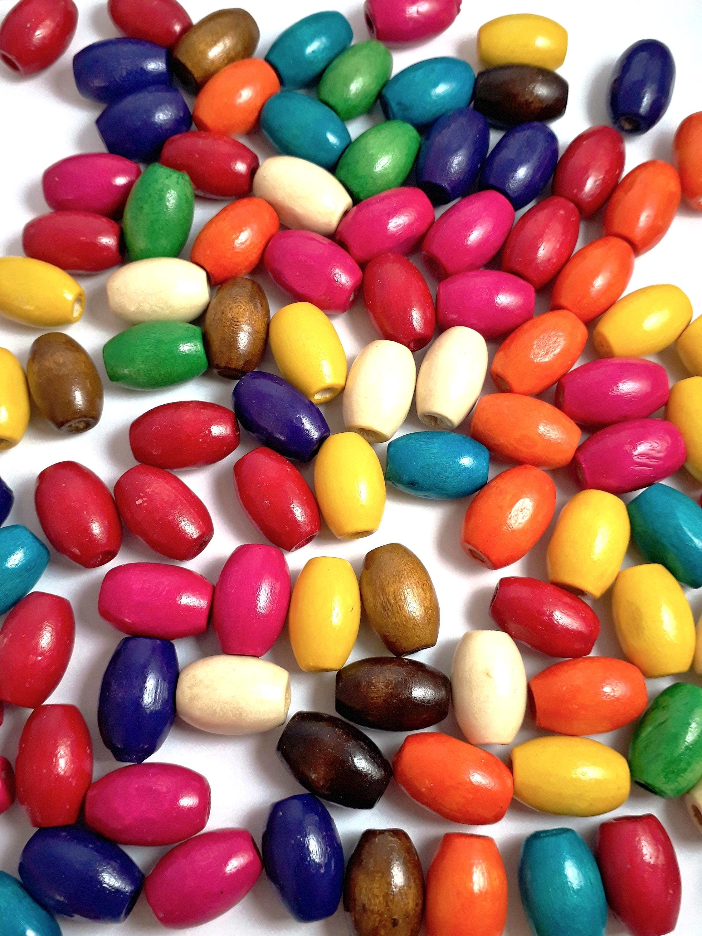 Wooden Oval Mixed Colour 15x10mm - 50pcs