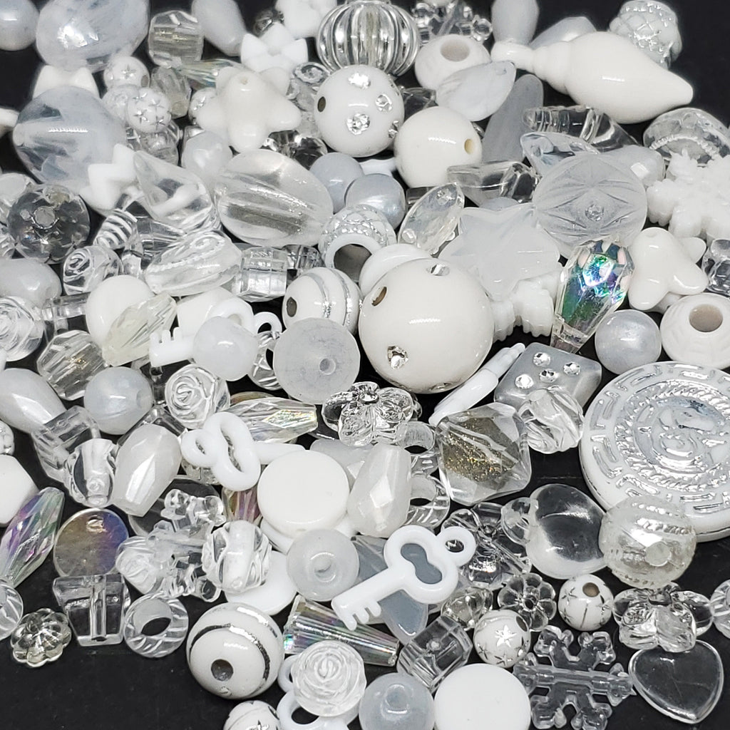 Acrylic Bead Soup Mix White/Clear - 50g