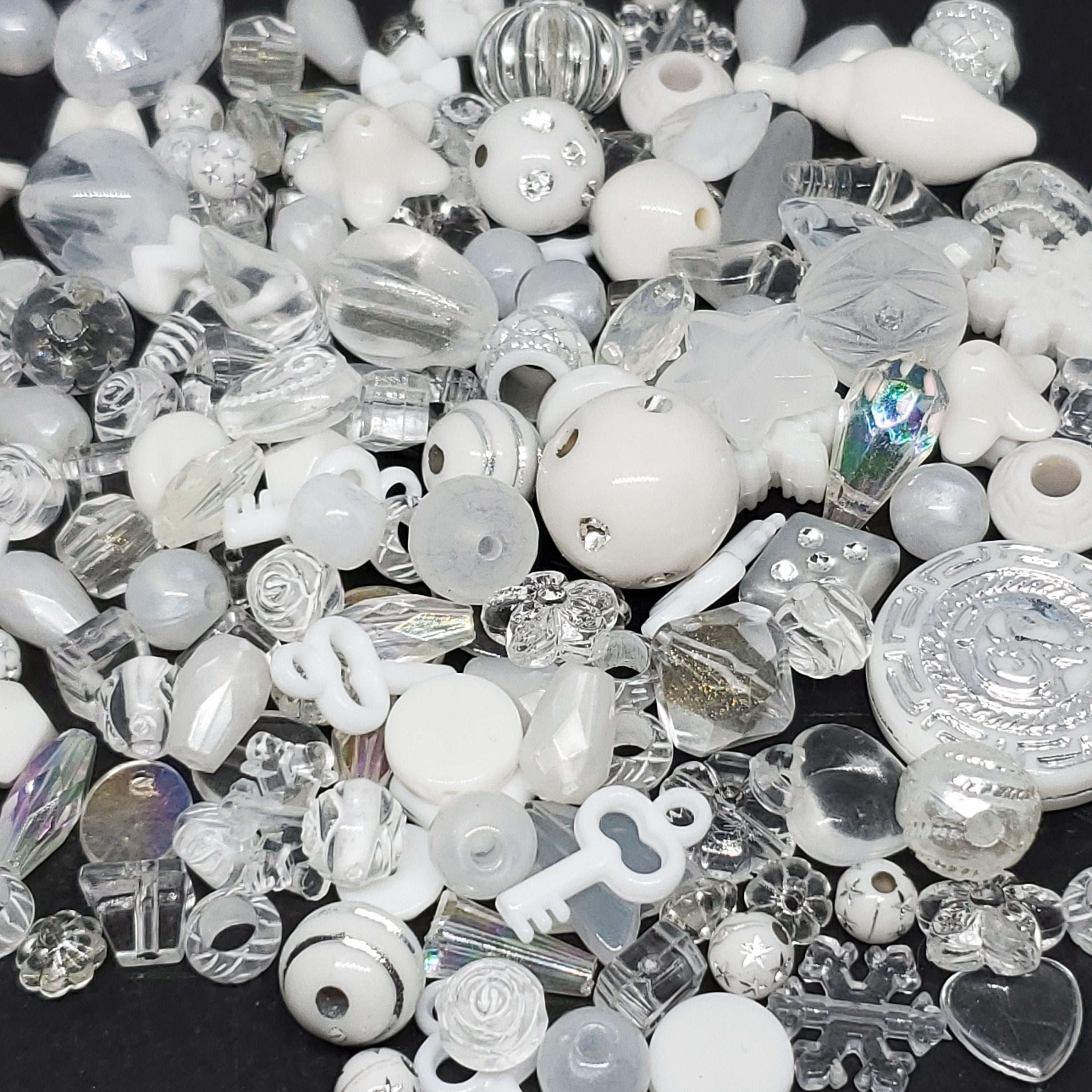 Acrylic Bead Soup Mix White/Clear - 50g