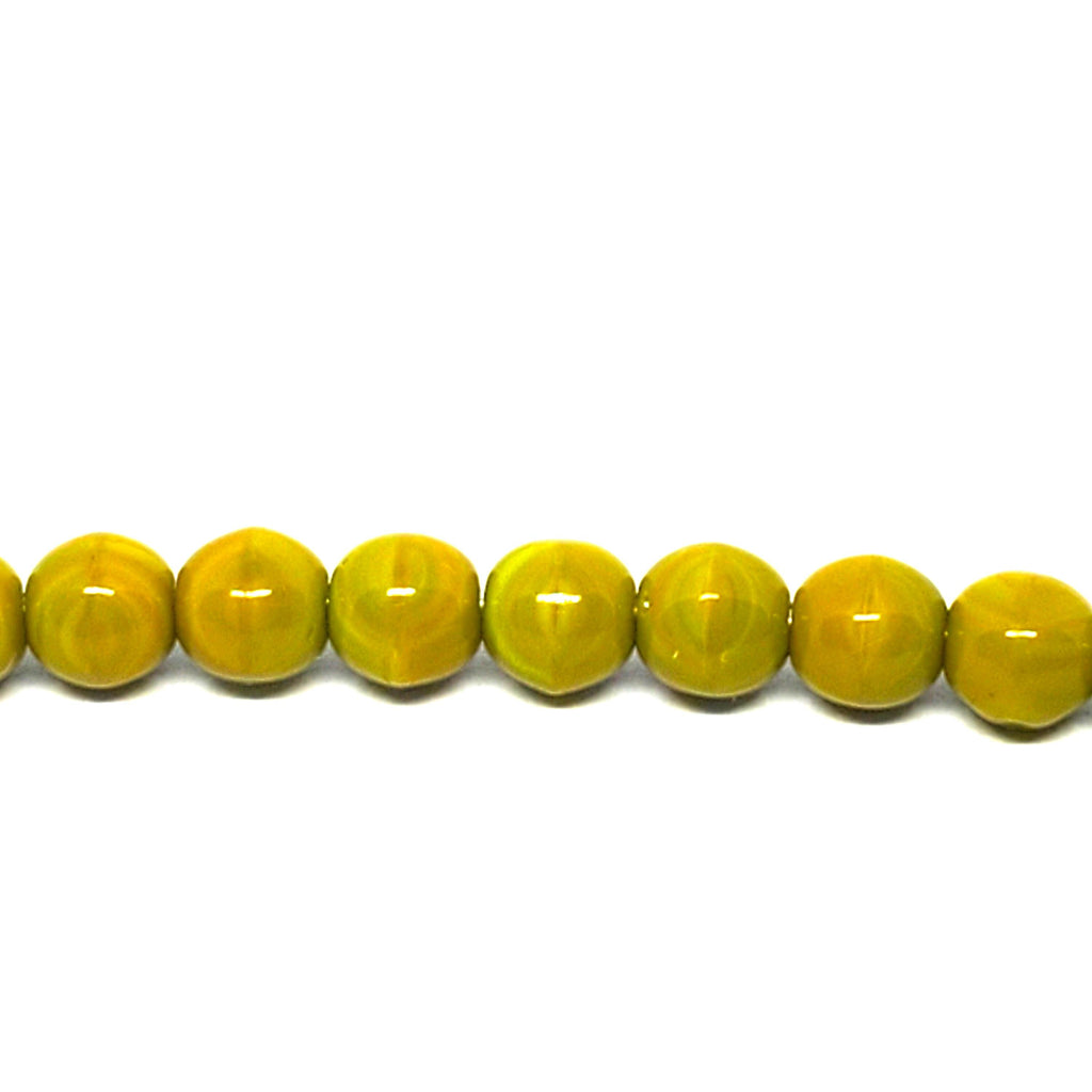 Green & Orange Czech Glass Round Druk 4mm - 60pcs