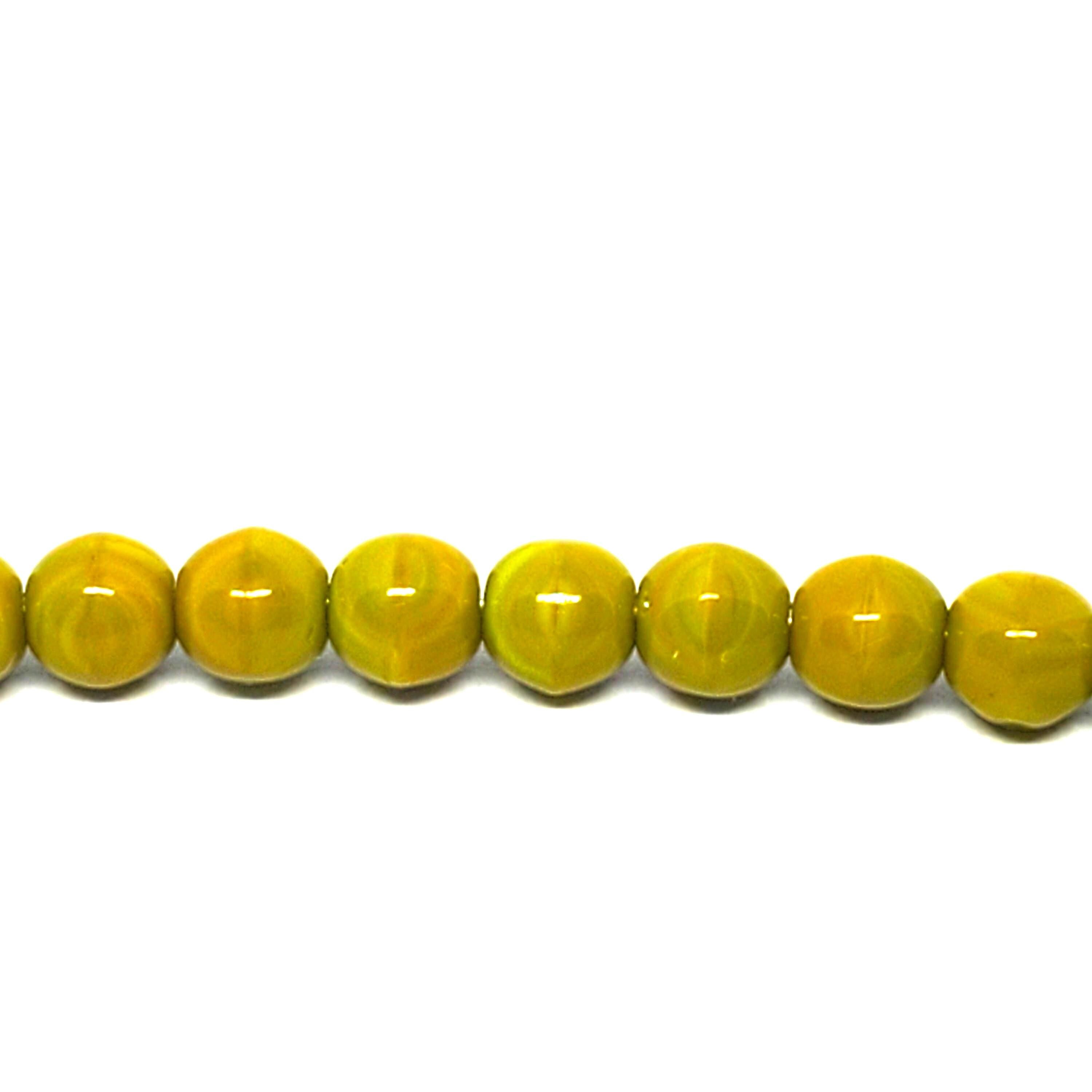 Green & Orange Czech Glass Round Druk 4mm - 60pcs