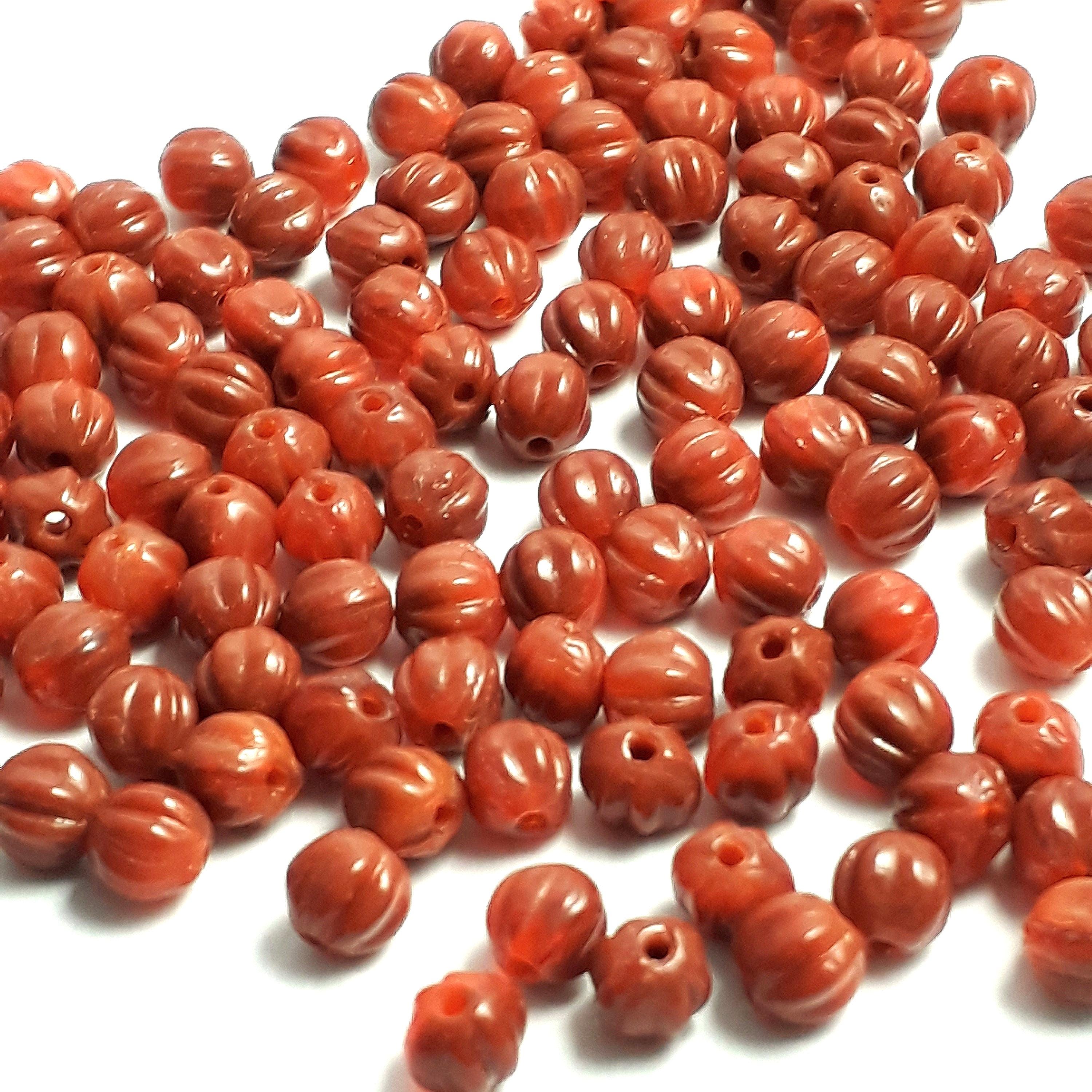 Orange & Caramel Fluted Czech Glass 4mm - 40pcs