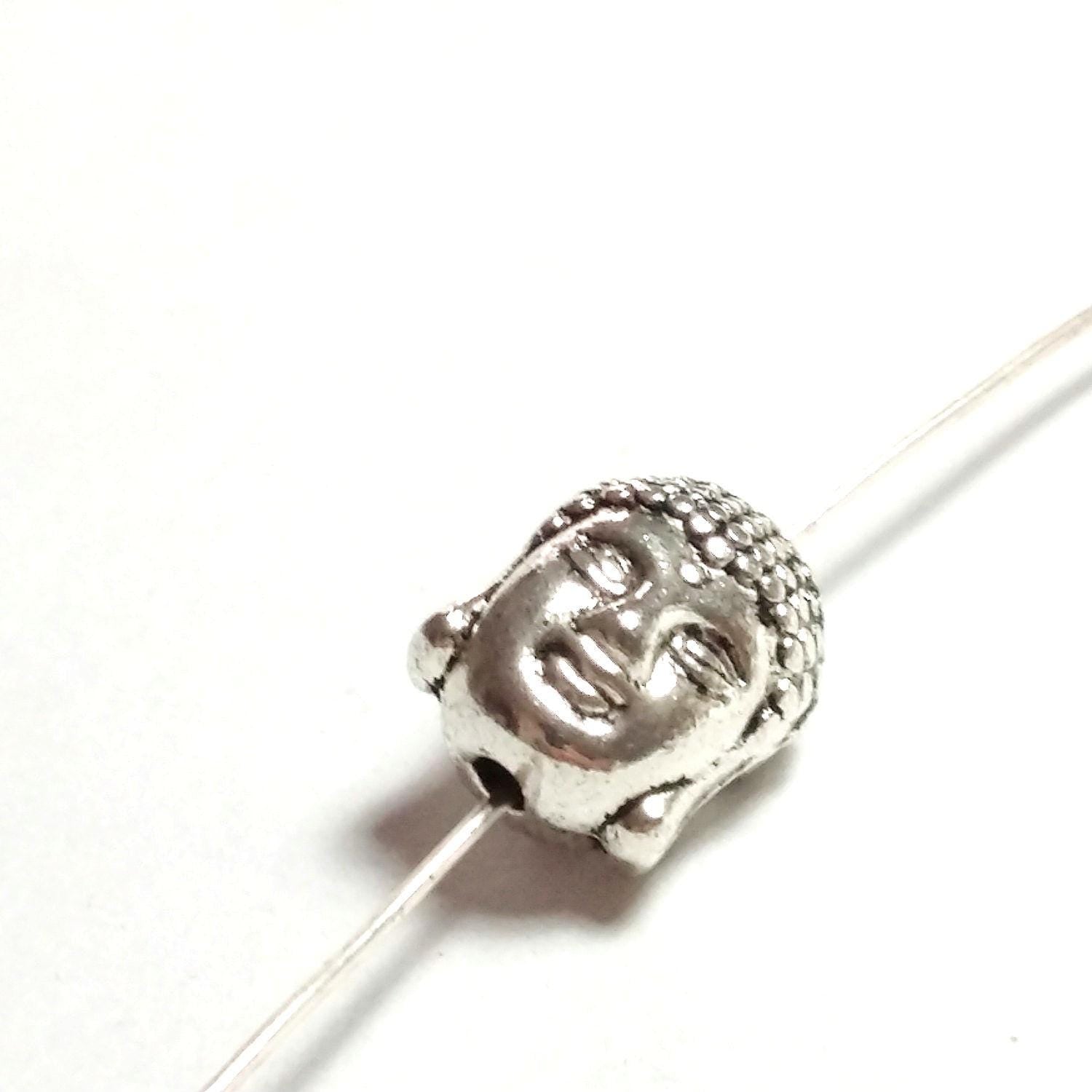Buddha Head Antique Silver 11x9mm - 6pcs