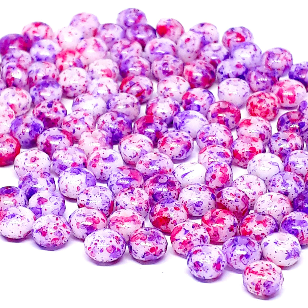 Mottled Purple, Pink & White Czech Glass Faceted Rondelle 5x3mm - 40pcs