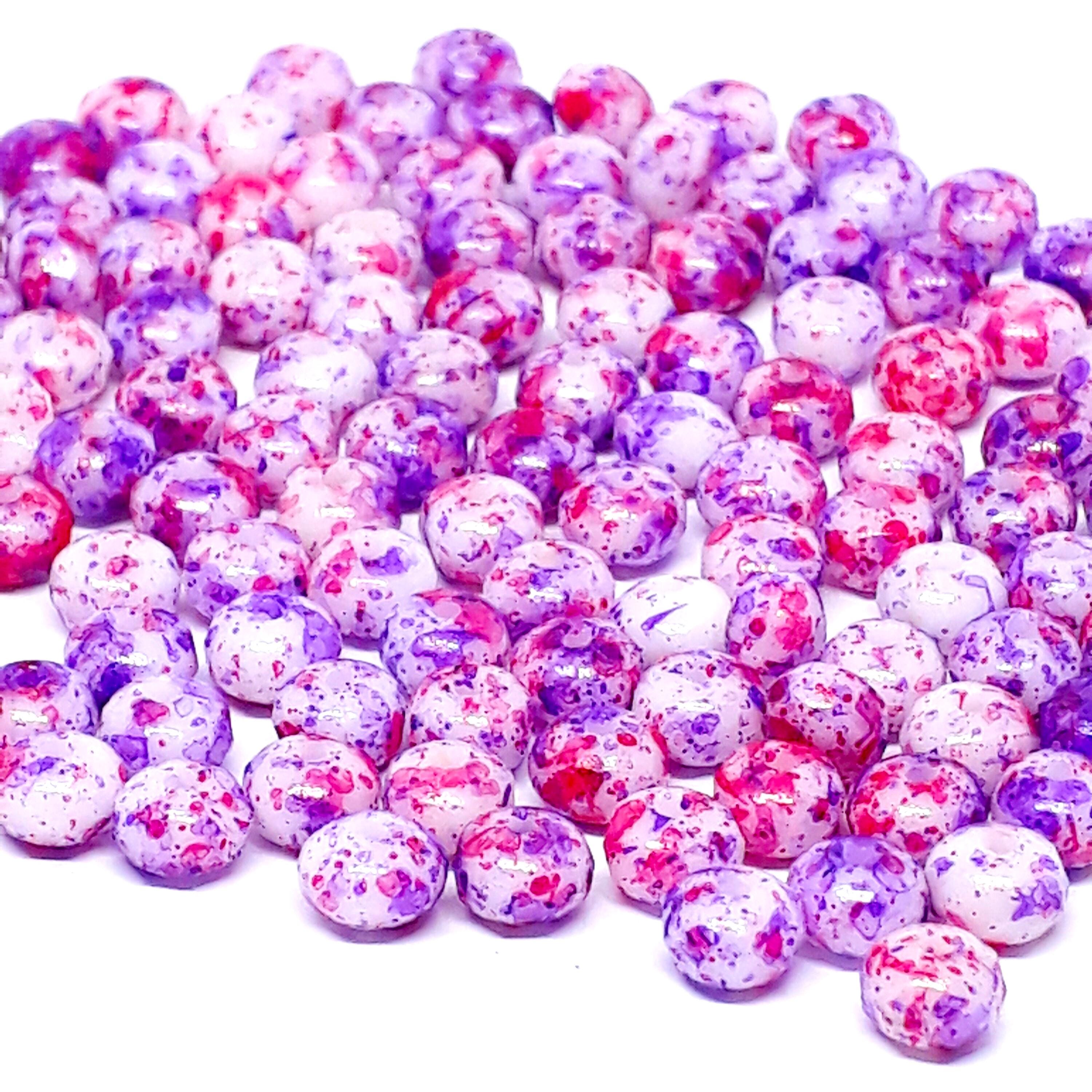 Mottled Purple, Pink & White Czech Glass Faceted Rondelle 5x3mm - 40pcs