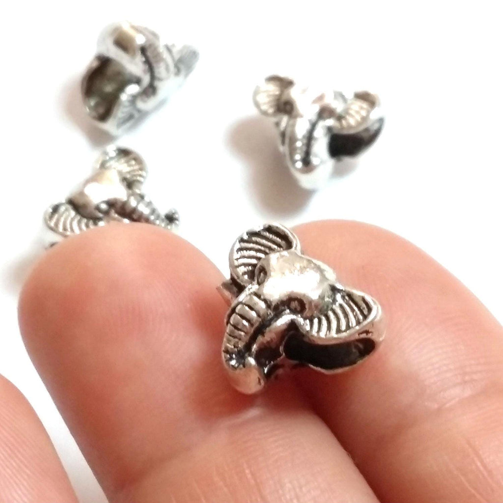 Elephant Head Antique Silver 12x10mm - 5pcs