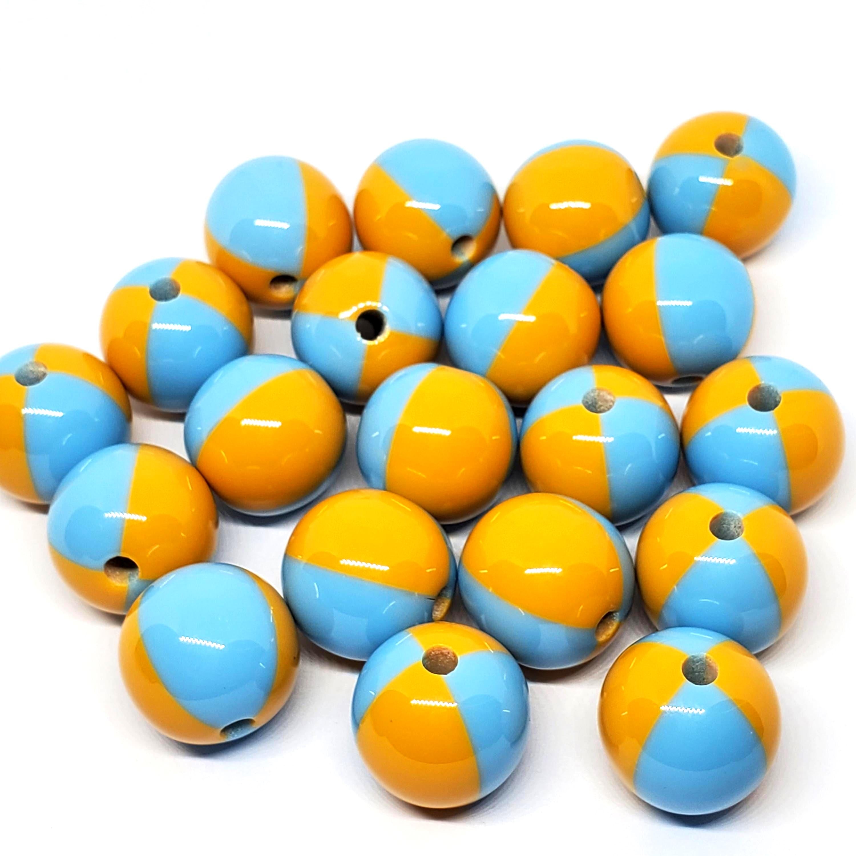 Orange & Light Blue Striped Resin Round 17mm - 10pcs