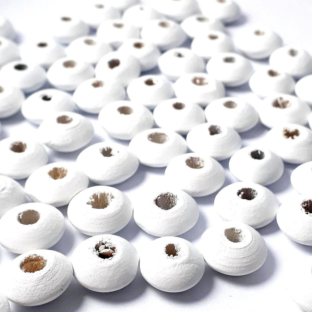 White Wooden Spacer 12mm - 50pcs