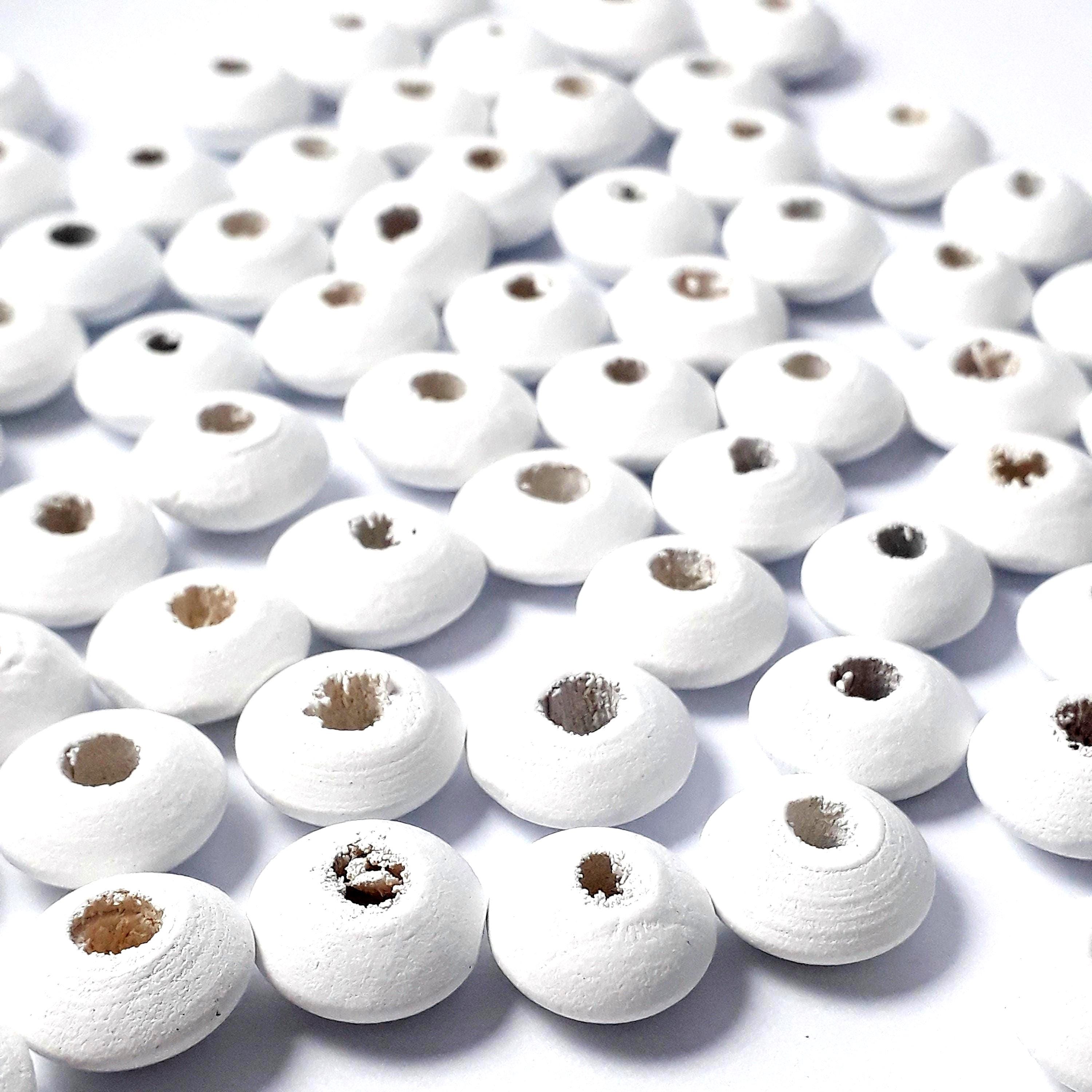 White Wooden Spacer 12mm - 50pcs