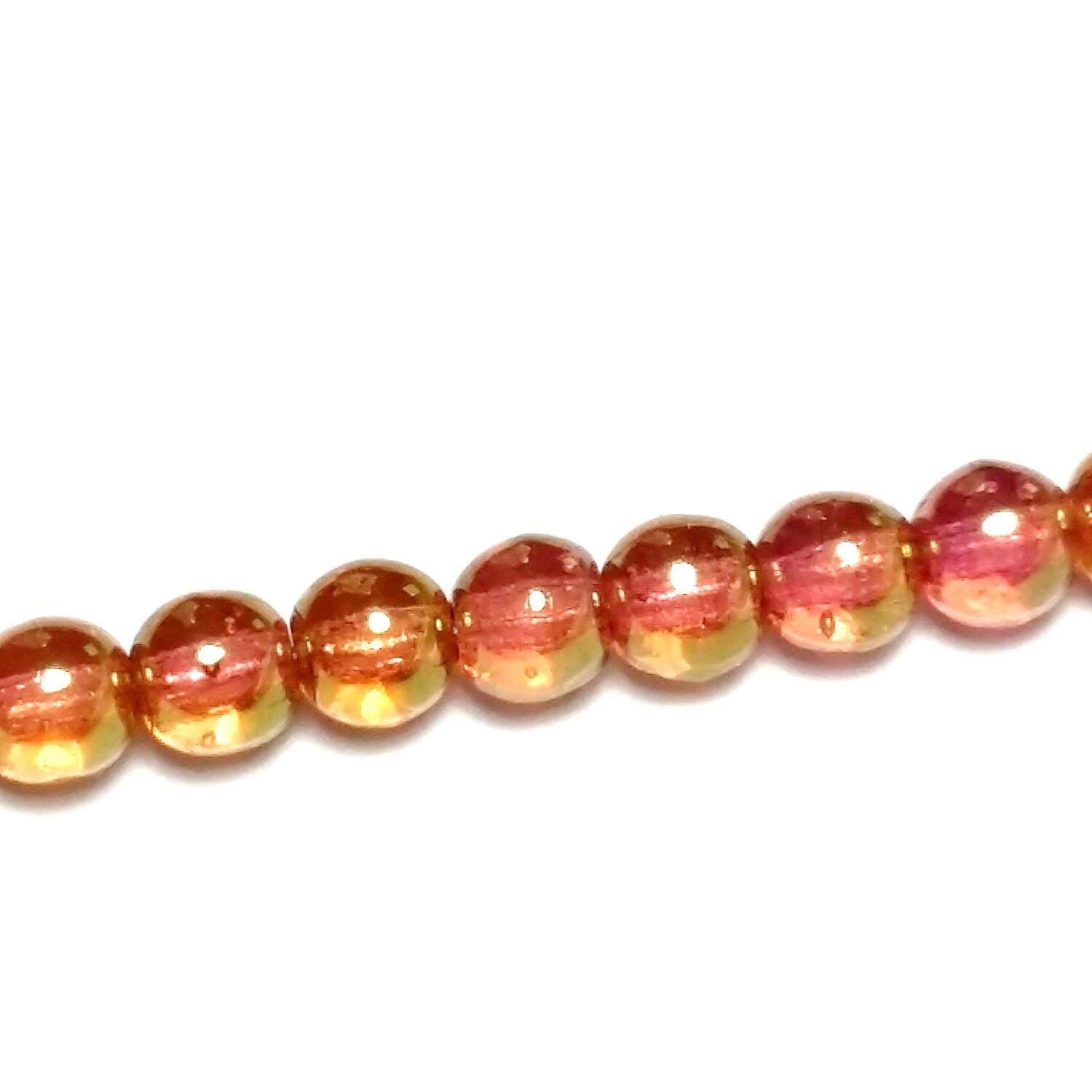 Pink & Green Lustre Czech Glass 5mm - 40pcs