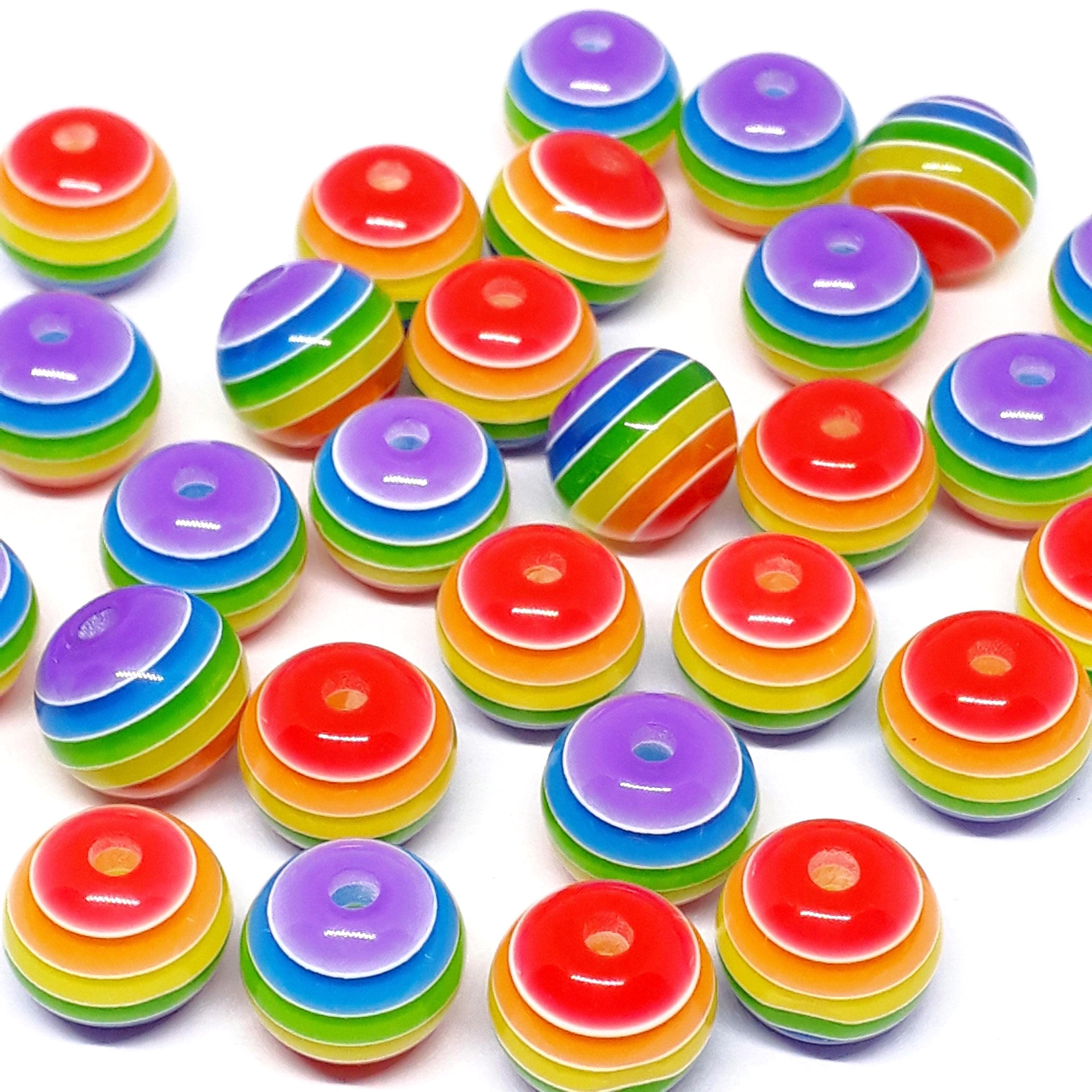 Rainbow Striped Acrylic Round 12mm - 20pcs
