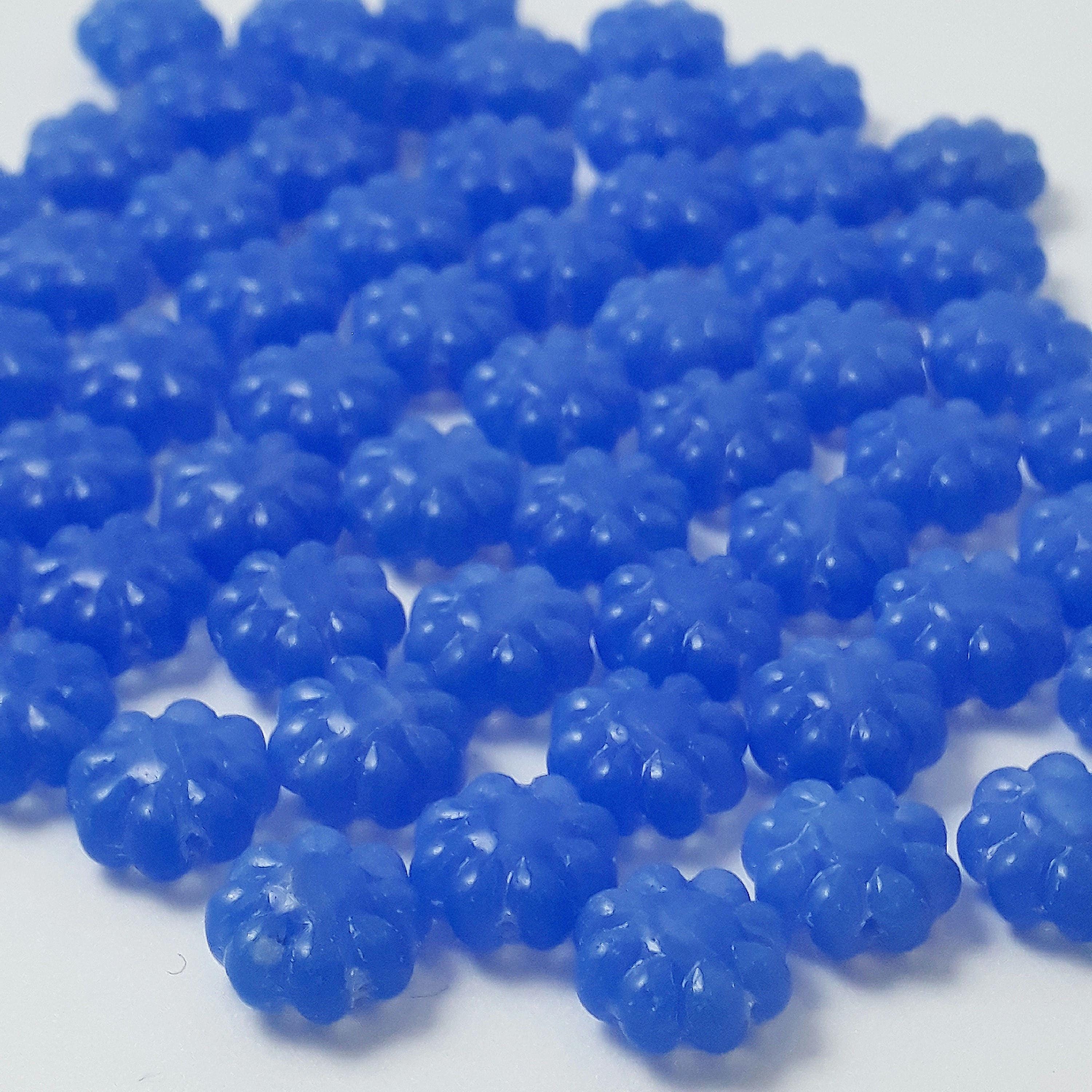 Blue Czech Glass Hawaiian Flower 9mm - 10pcs