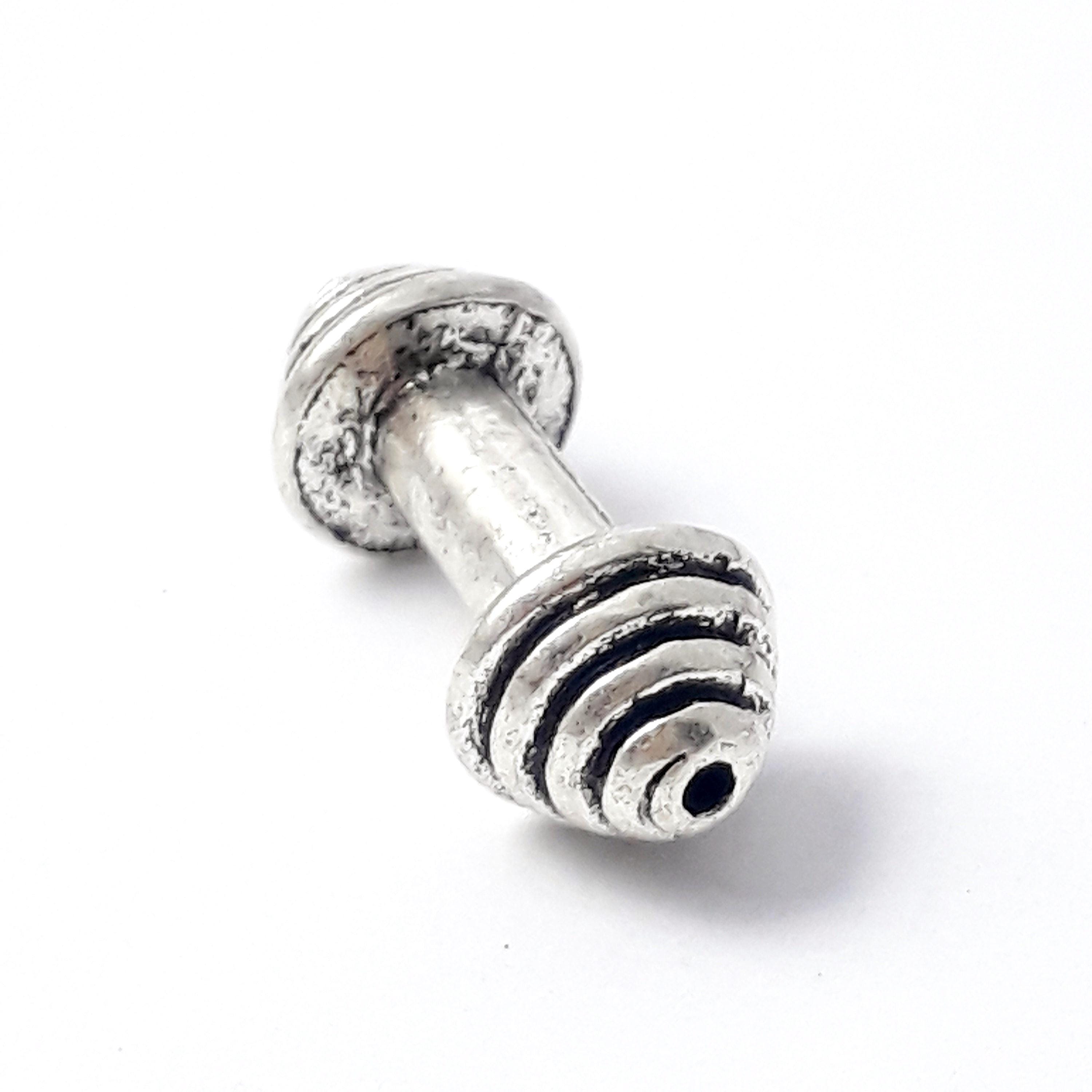 Dumbbell Antique Silver 23x9mm - 2pcs