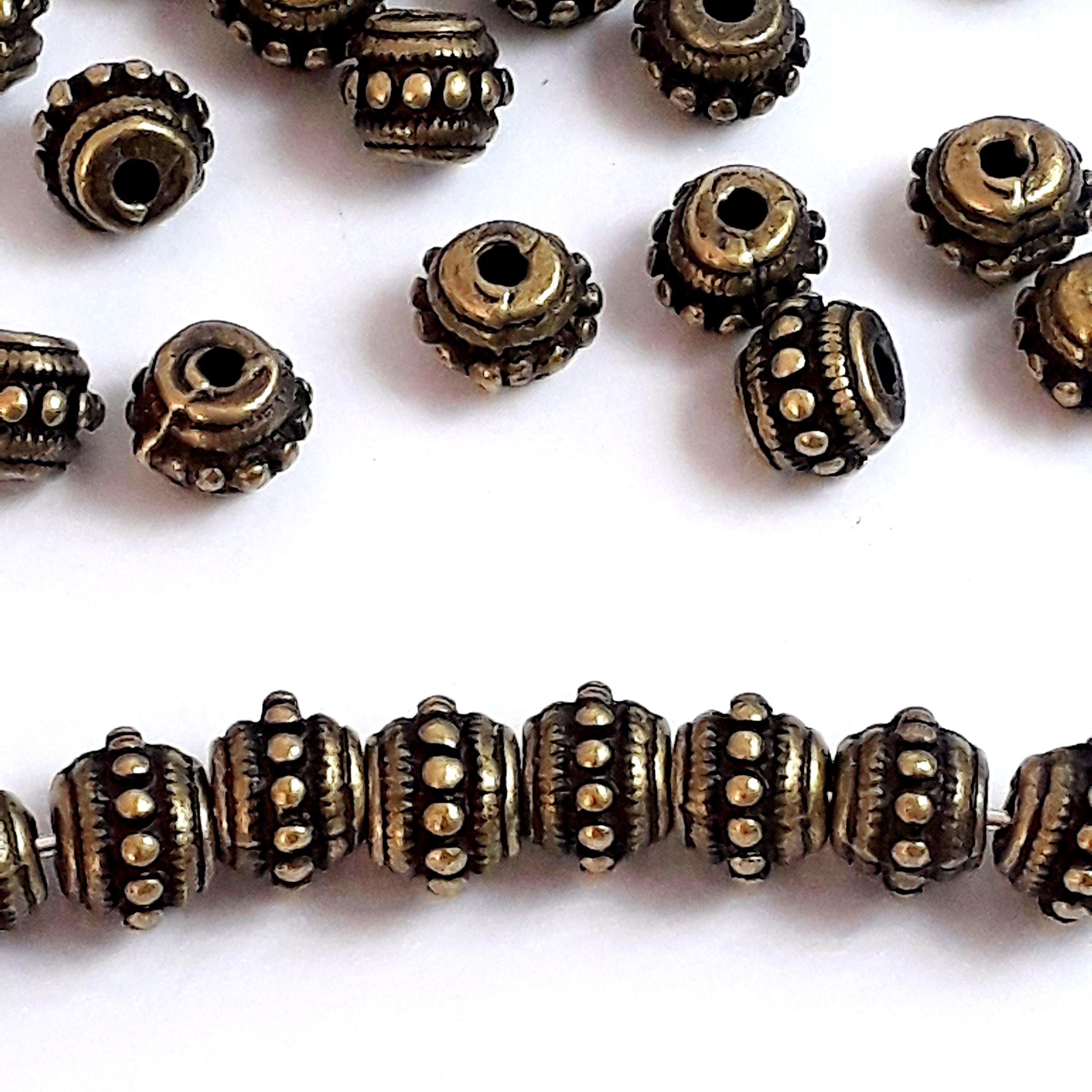Dotted Rondelle Antique Bronze 8x6mm - 10pcs