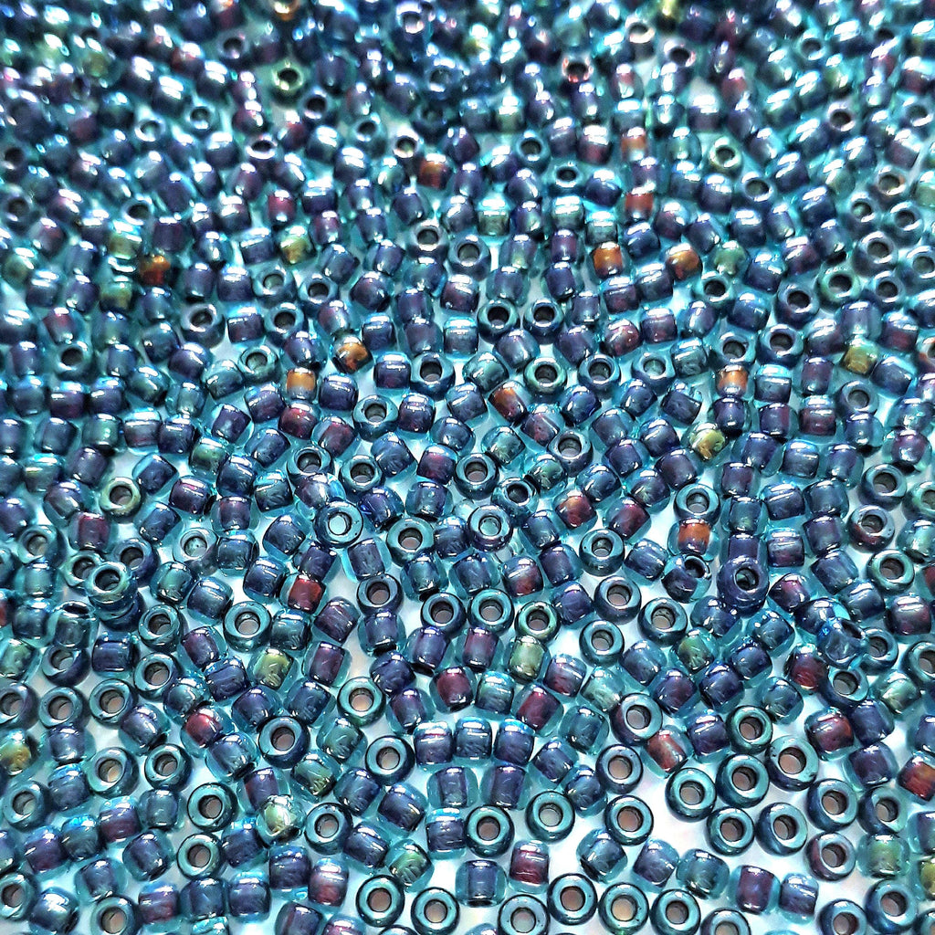 Aqua / Jet-Lined TOHO Seed Glass 11/0 - 10g