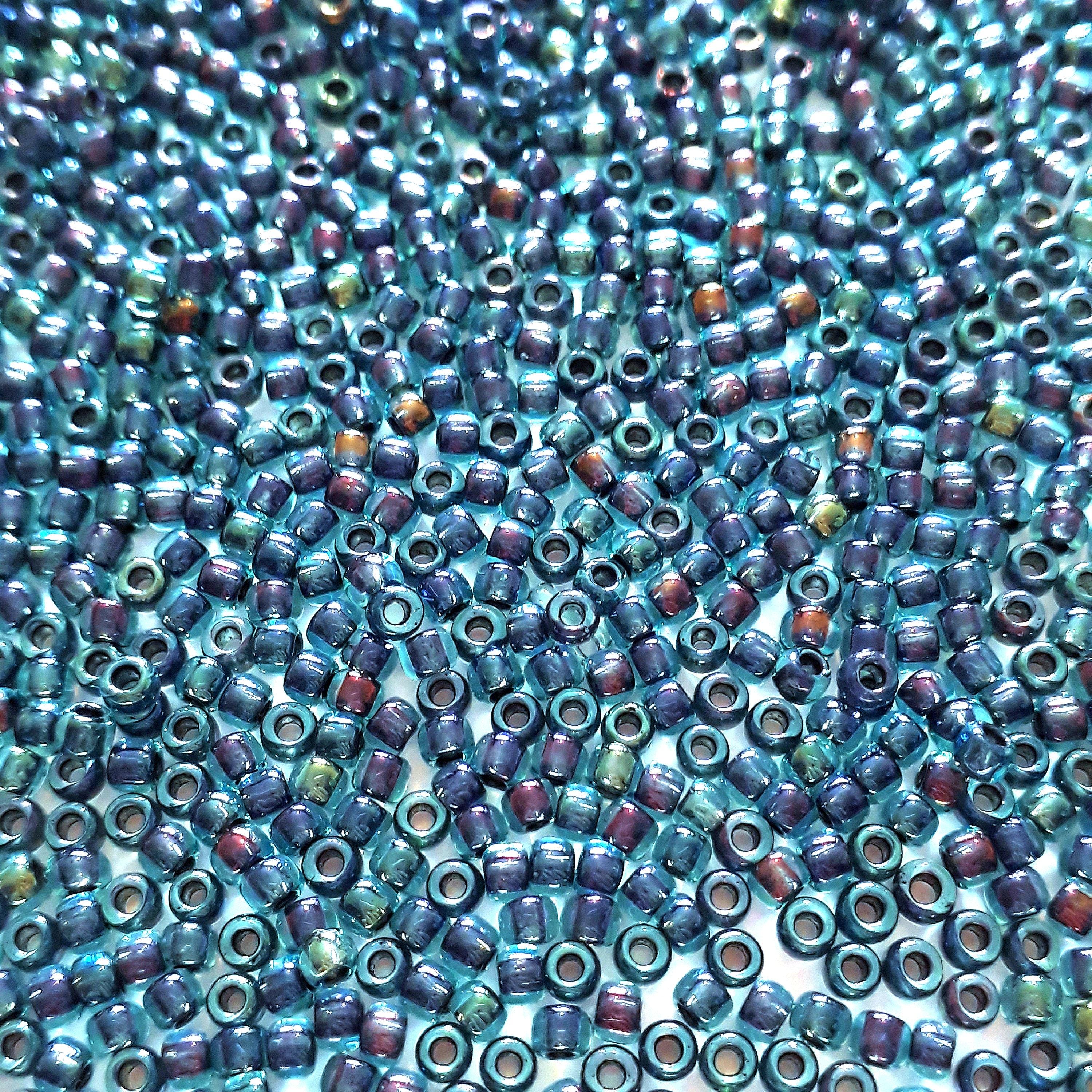 Aqua / Jet-Lined TOHO Seed Glass 11/0 - 10g