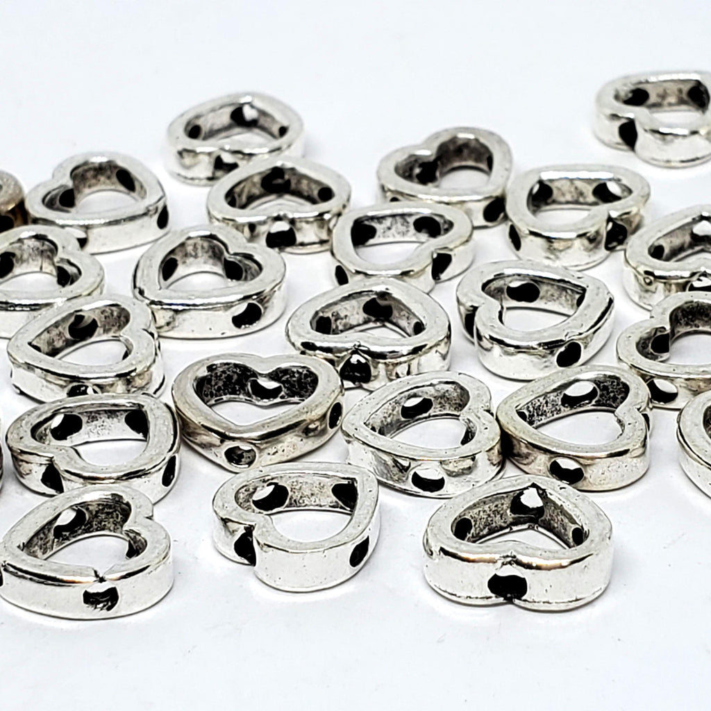 Hollow Heart Antique Silver 11x10mm - 10pcs