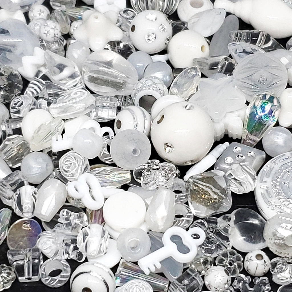 Acrylic Bead Soup Mix White/Clear - 50g